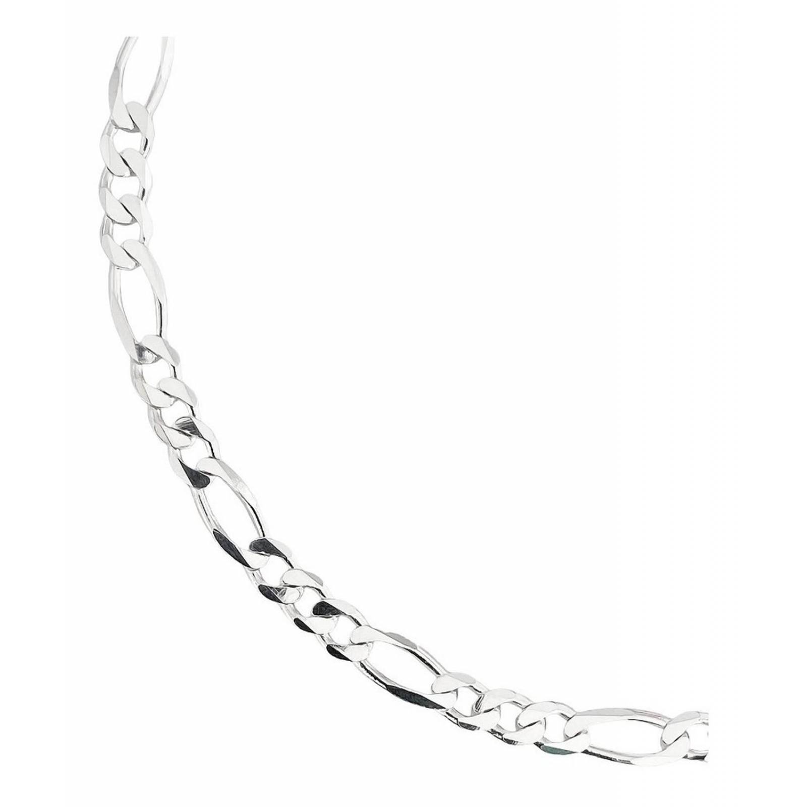 Esclava Pulsera Fígaro 3x1 Hombre Mujer Plata Ley 925 4 Mm Plateado Largo/Ancho: 19 cm  x 4 mm 7 cm - 19 cm