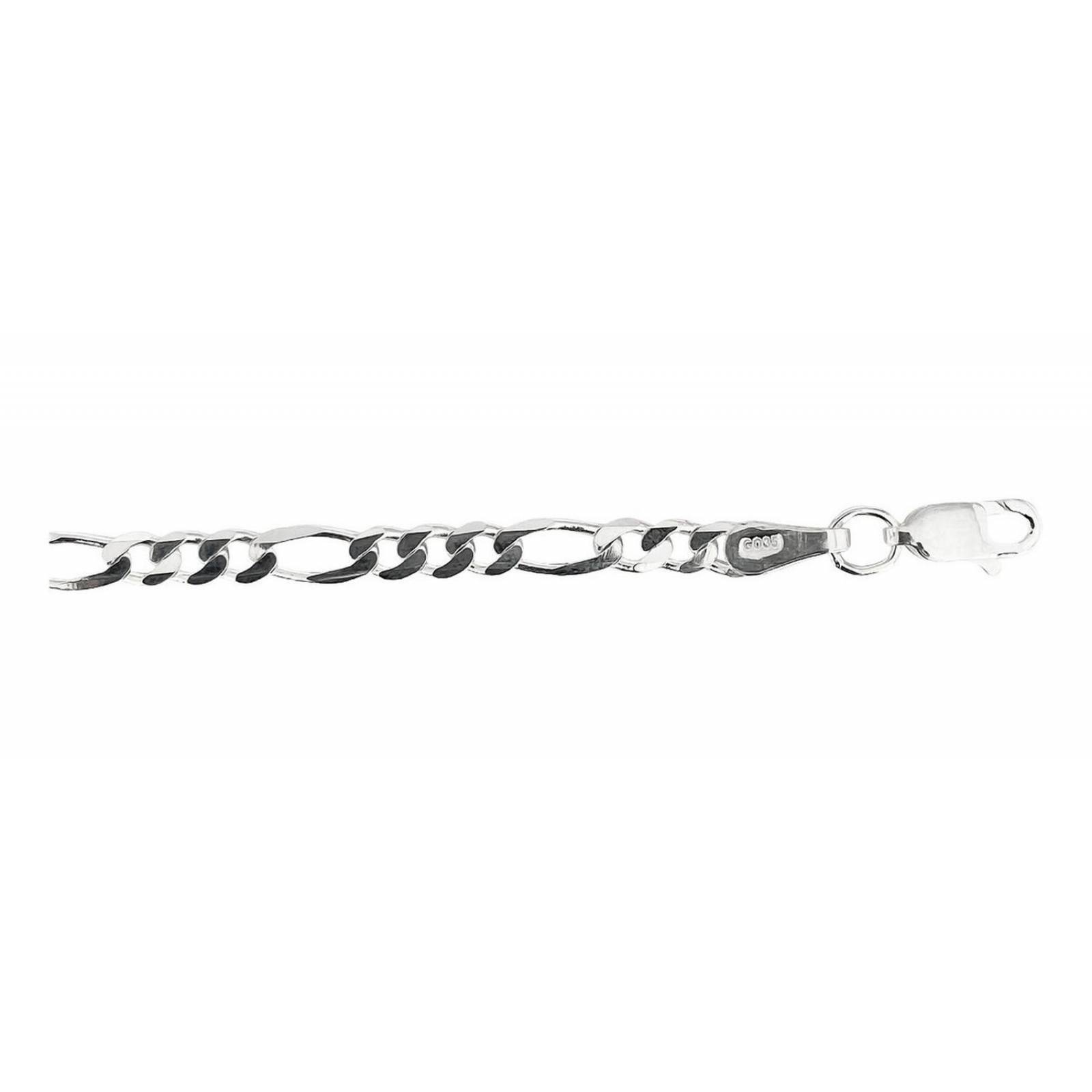 Esclava Pulsera Fígaro 3x1 Hombre Mujer Plata Ley 925 4 Mm Plateado Largo/Ancho: 19 cm  x 4 mm 7 cm - 19 cm
