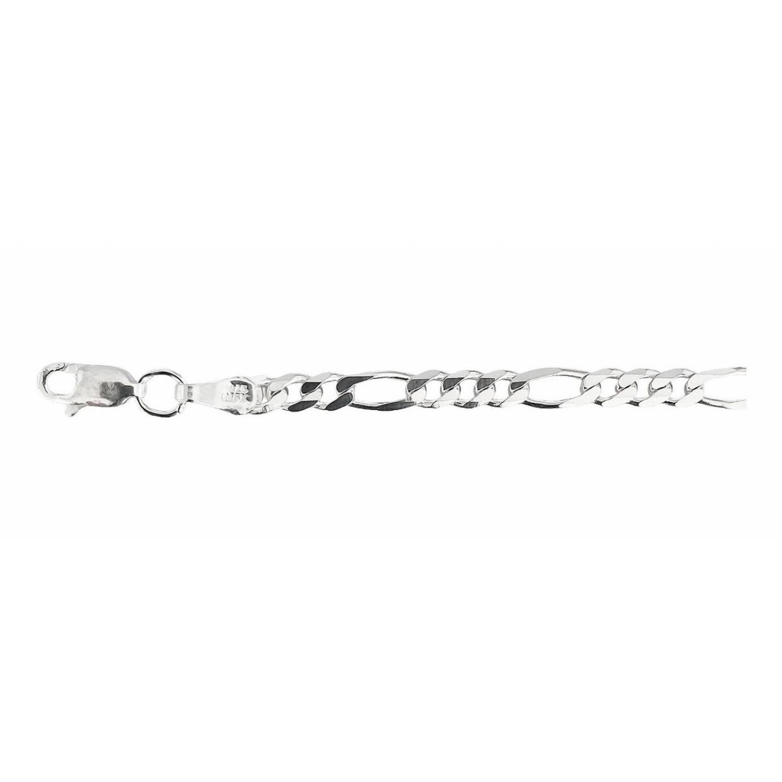 Esclava Pulsera Fígaro 3x1 Hombre Mujer Plata Ley 925 4 Mm Plateado Largo/Ancho: 19 cm  x 4 mm 7 cm - 19 cm