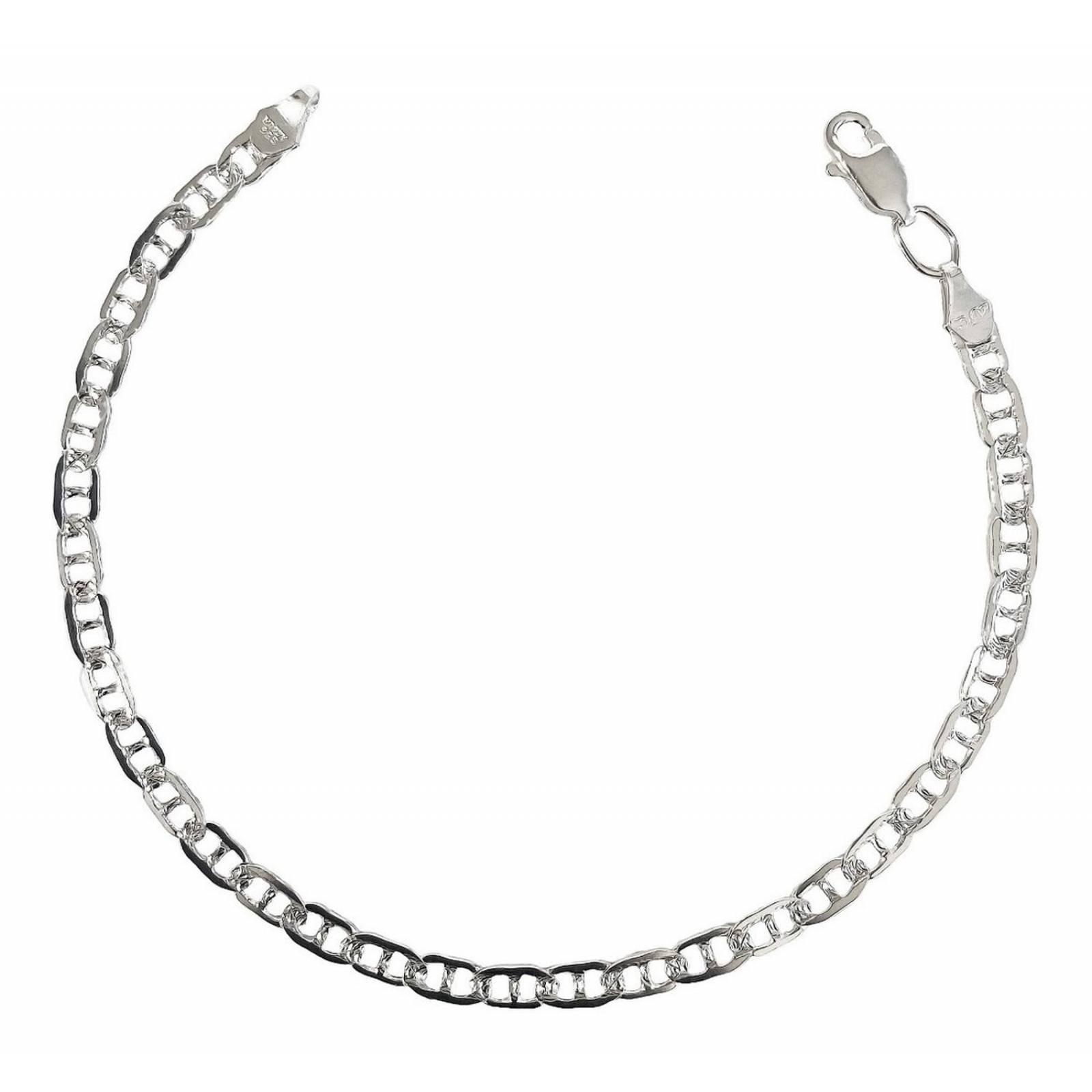Esclava Pulsera Gucci Diamantada Hombre Dama Plata 925 4 Mm Gris Largo/Ancho: 18.5 cm  x 4 mm 7 cm - 18.5 cm