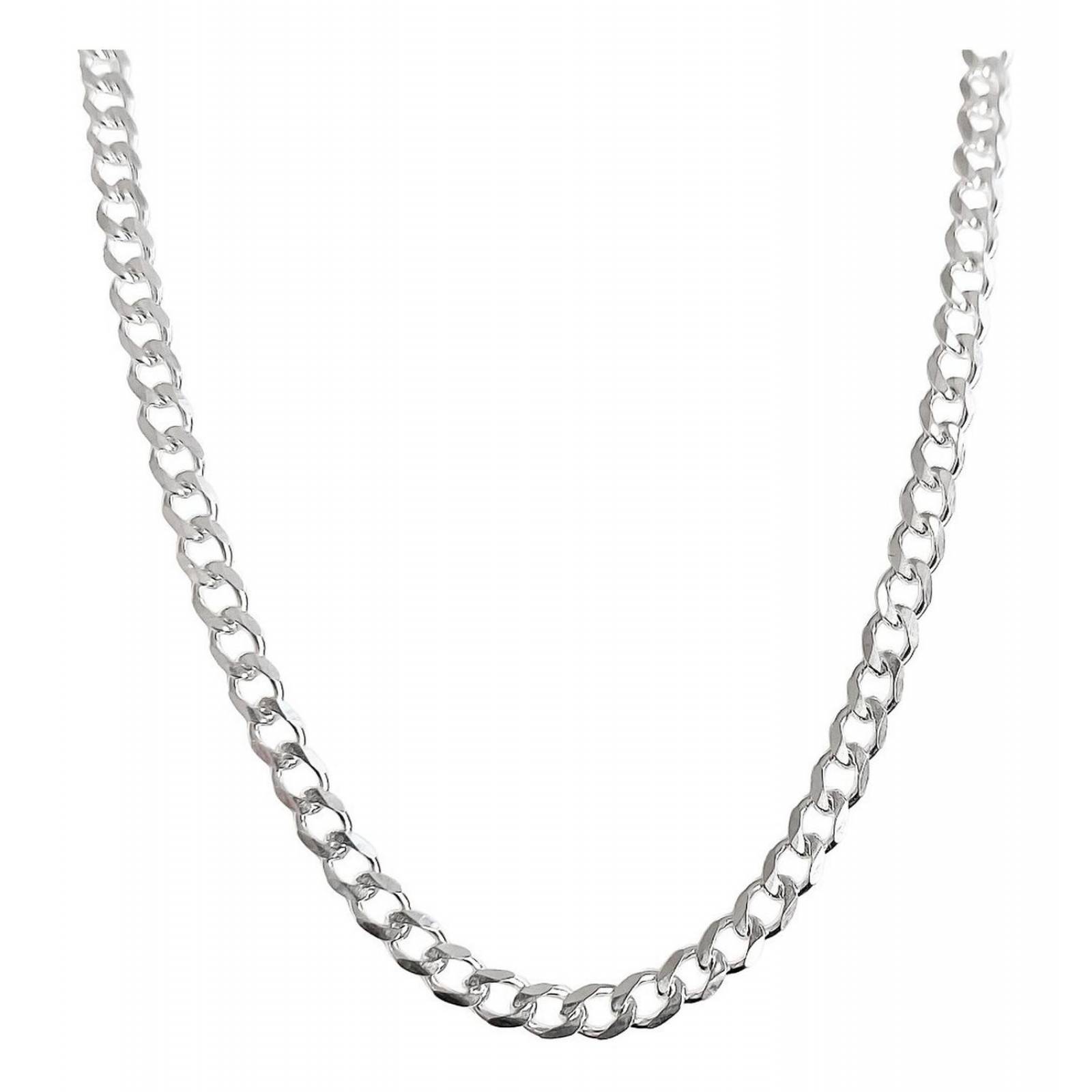 Cadena Cubana Gruesa Plata 925 Hombre Barbado 55cm X 4mm 
