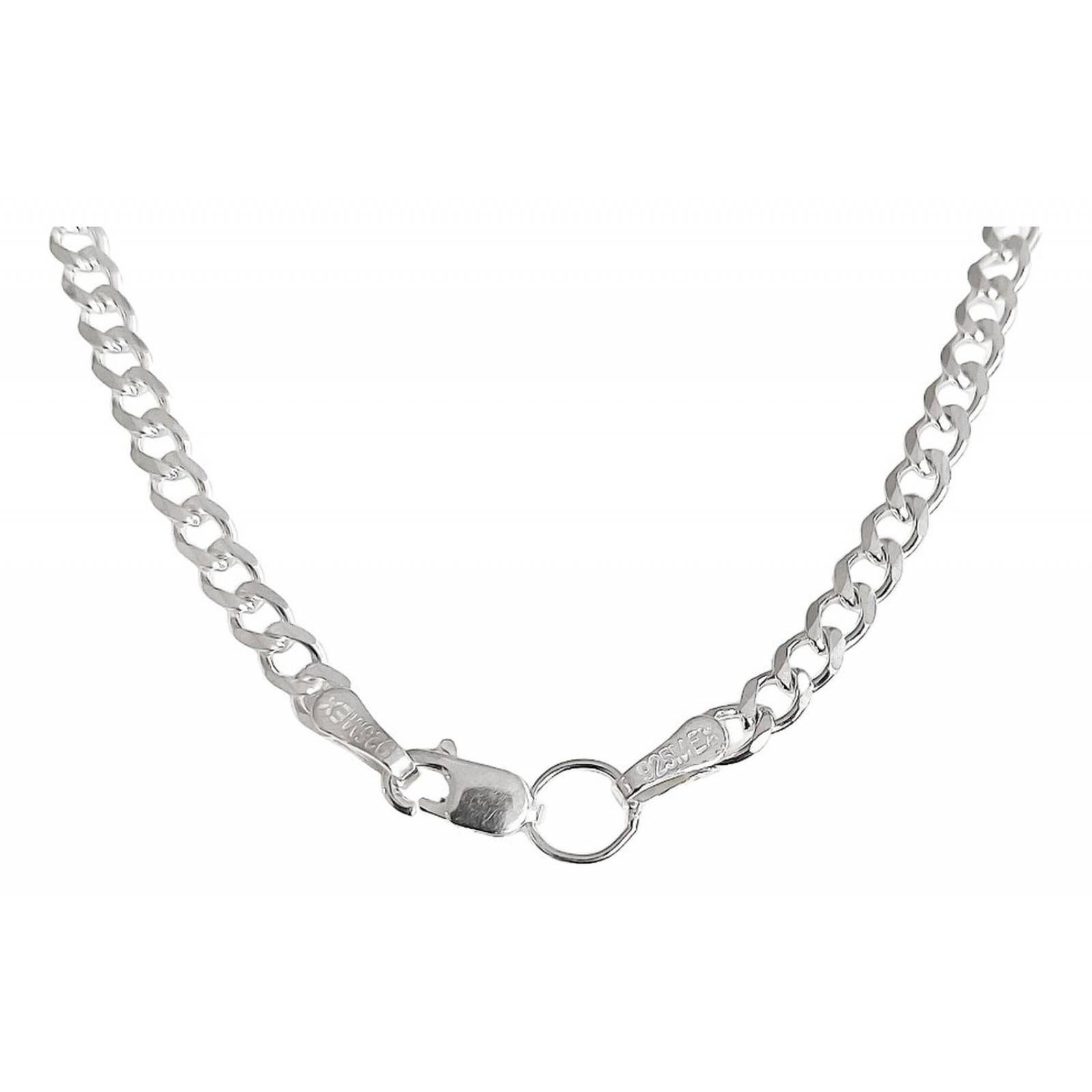 Cadena Cubana Gruesa Plata 925 Hombre Barbado 55cm X 4mm 