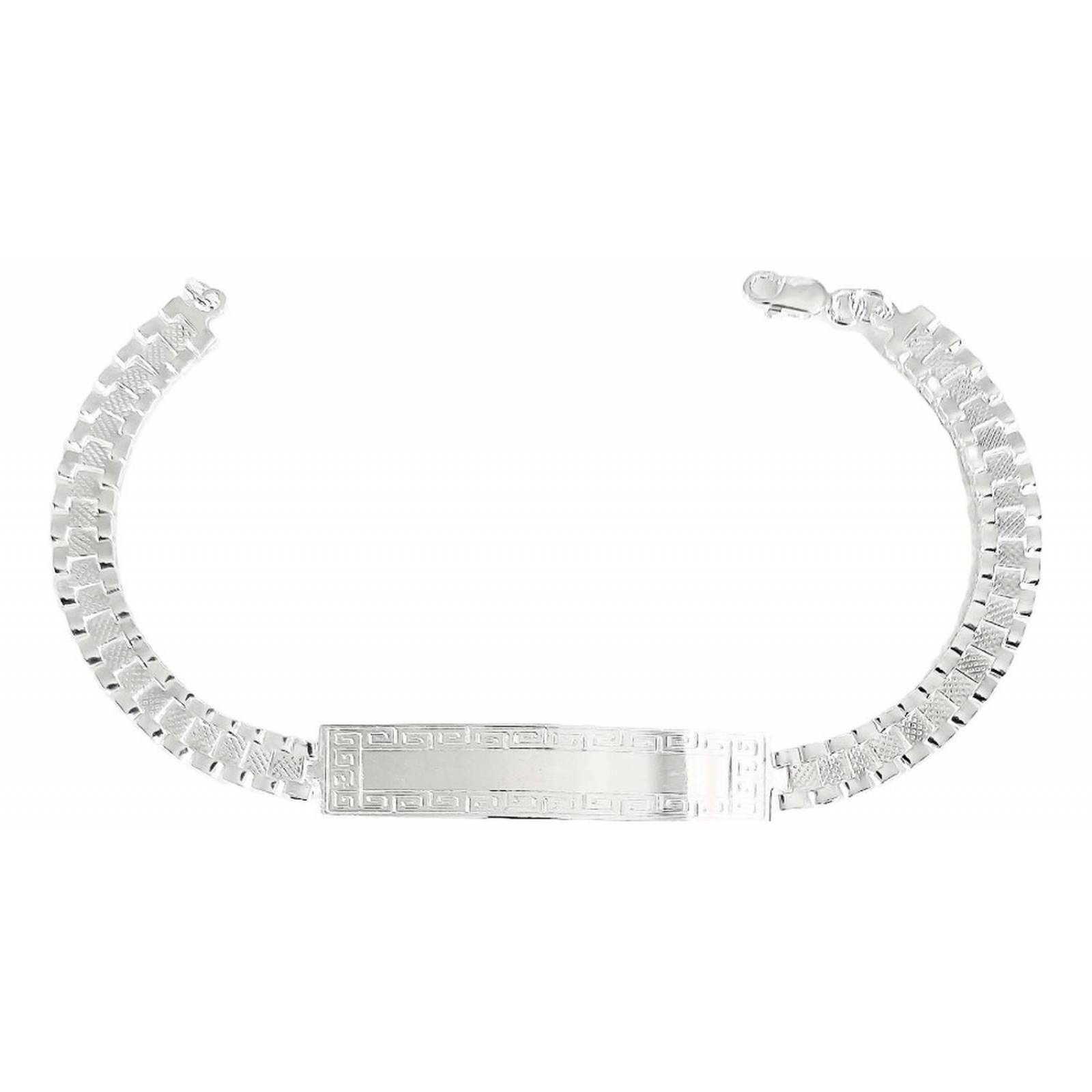 Pulsera Esclava Rolex Hombre Placa Diamantada Plata 925 7 Mm Plateado Largo/Ancho:20.5 cm x 7 mm 6 cm - 20.5 cm