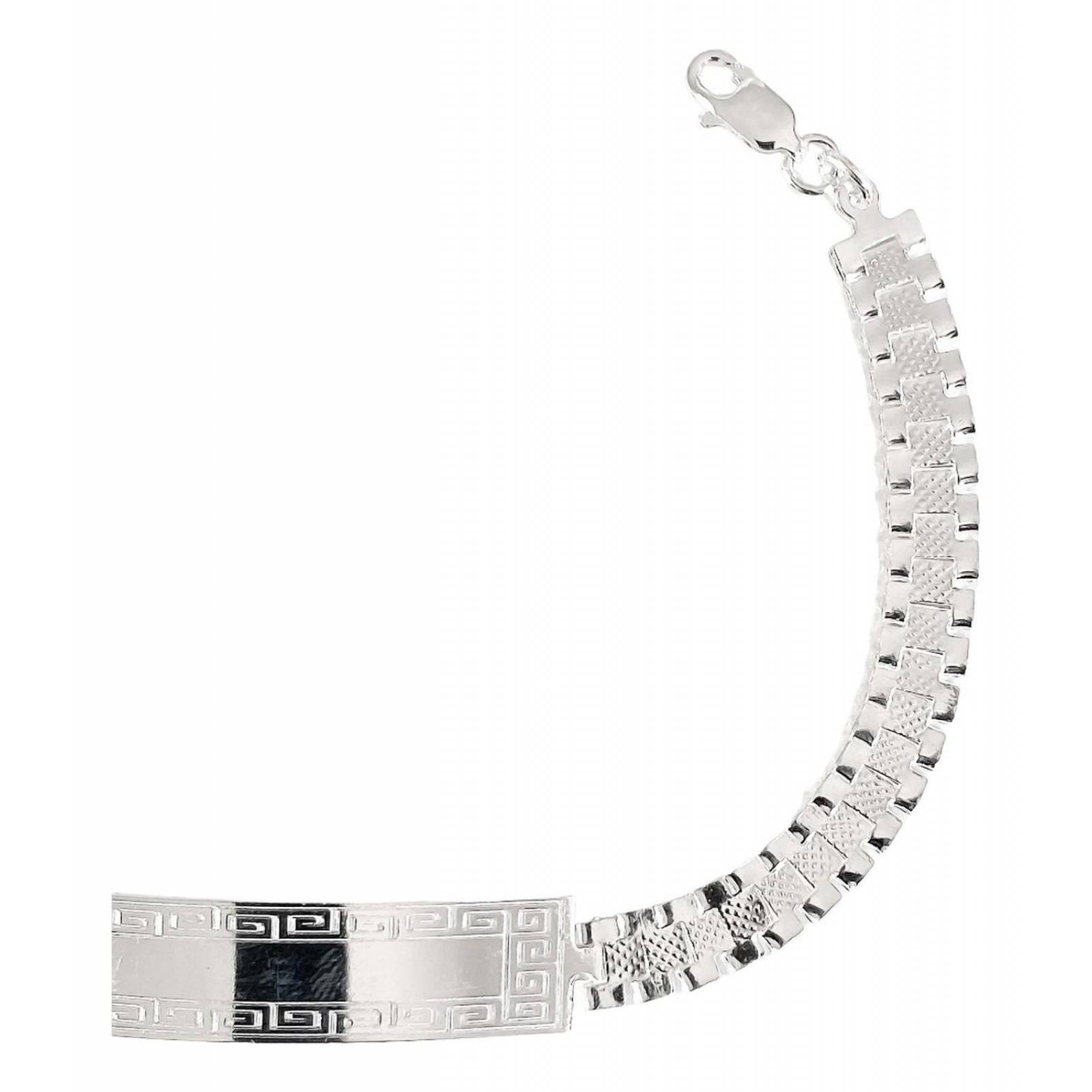 Pulsera Esclava Rolex Hombre Placa Diamantada Plata 925 7 Mm Plateado Largo/Ancho:20.5 cm x 7 mm 6 cm - 20.5 cm