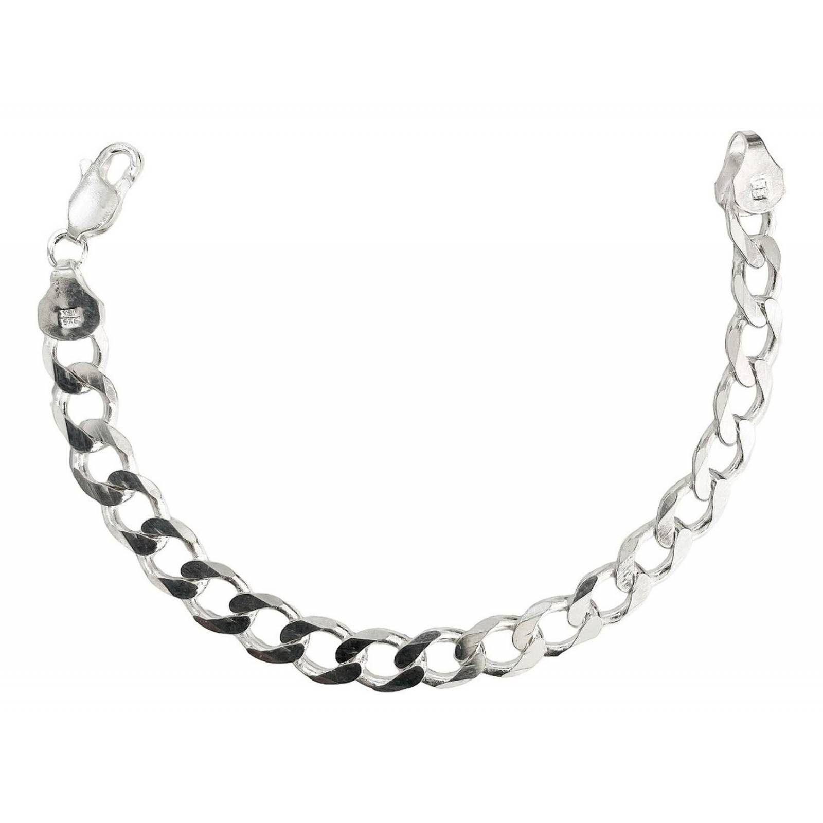 Esclava Gruesa Pulsera Hombre Cubana Barbada Plata 925 7.5mm Abierto Largo/Ancho: 16.5 cm x 7.5 mm 8 cm - 16.5 cm