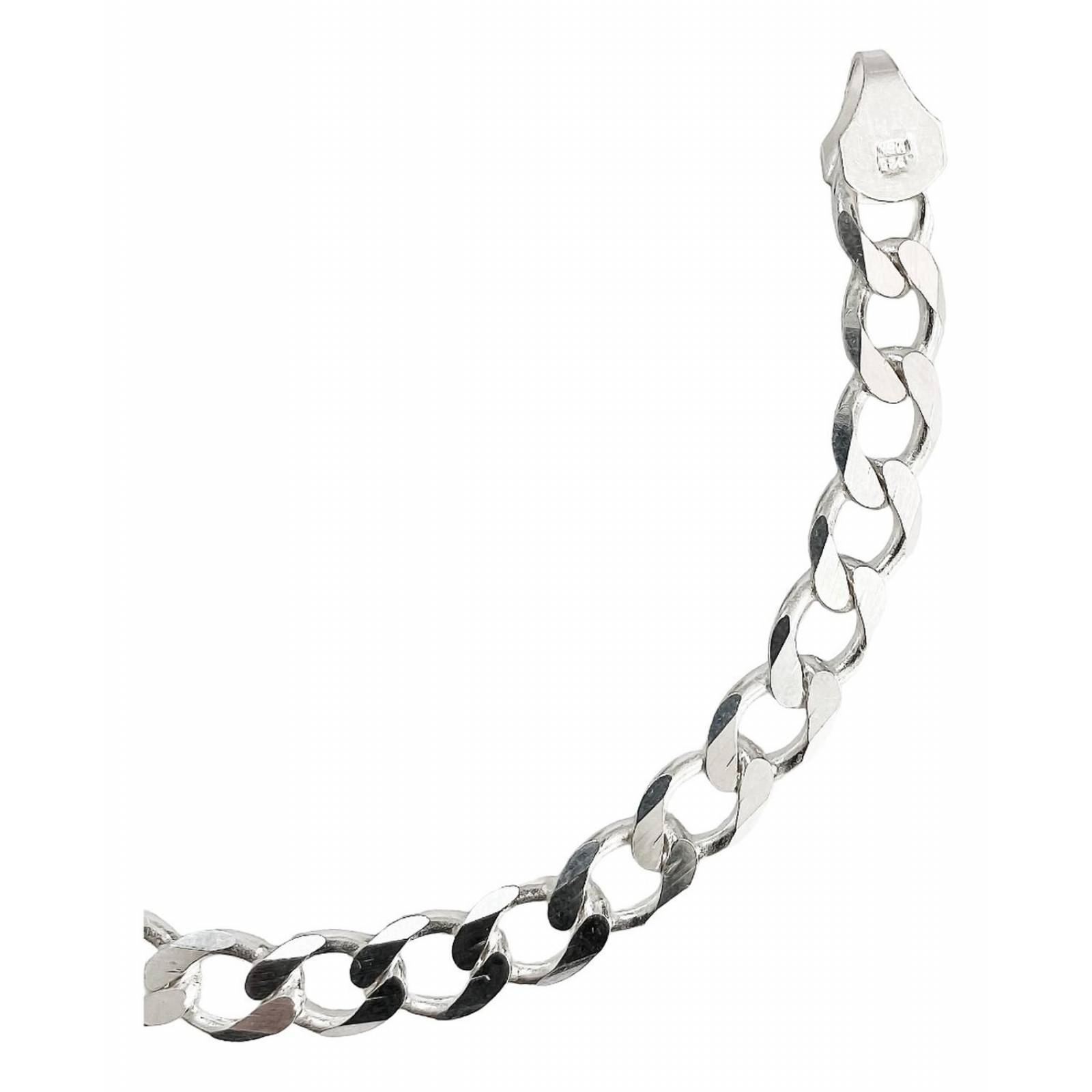 Esclava Gruesa Pulsera Hombre Cubana Barbada Plata 925 7.5mm Abierto Largo/Ancho: 16.5 cm x 7.5 mm 8 cm - 16.5 cm