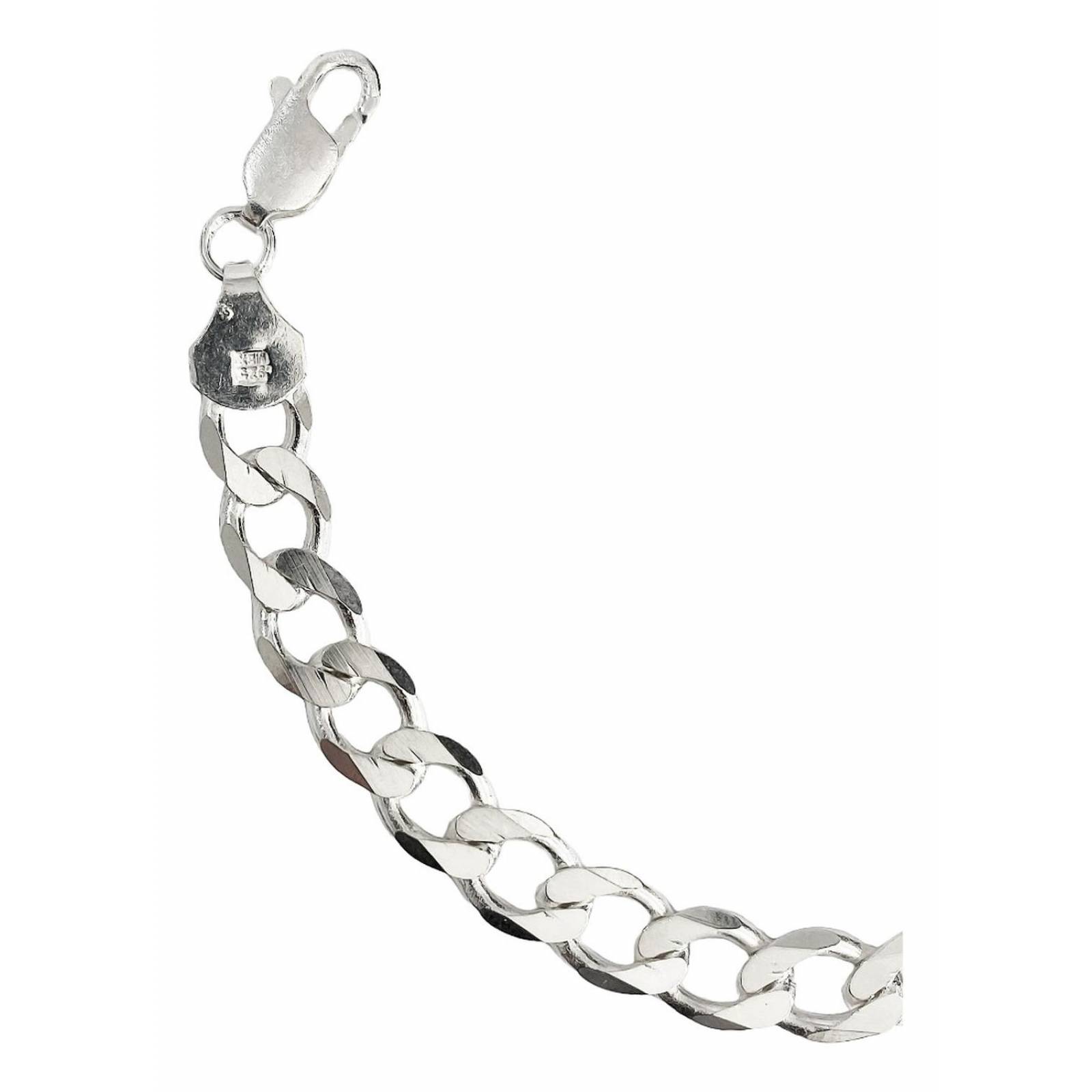 Esclava Gruesa Pulsera Hombre Cubana Barbada Plata 925 7.5mm Abierto Largo/Ancho: 16.5 cm x 7.5 mm 8 cm - 16.5 cm