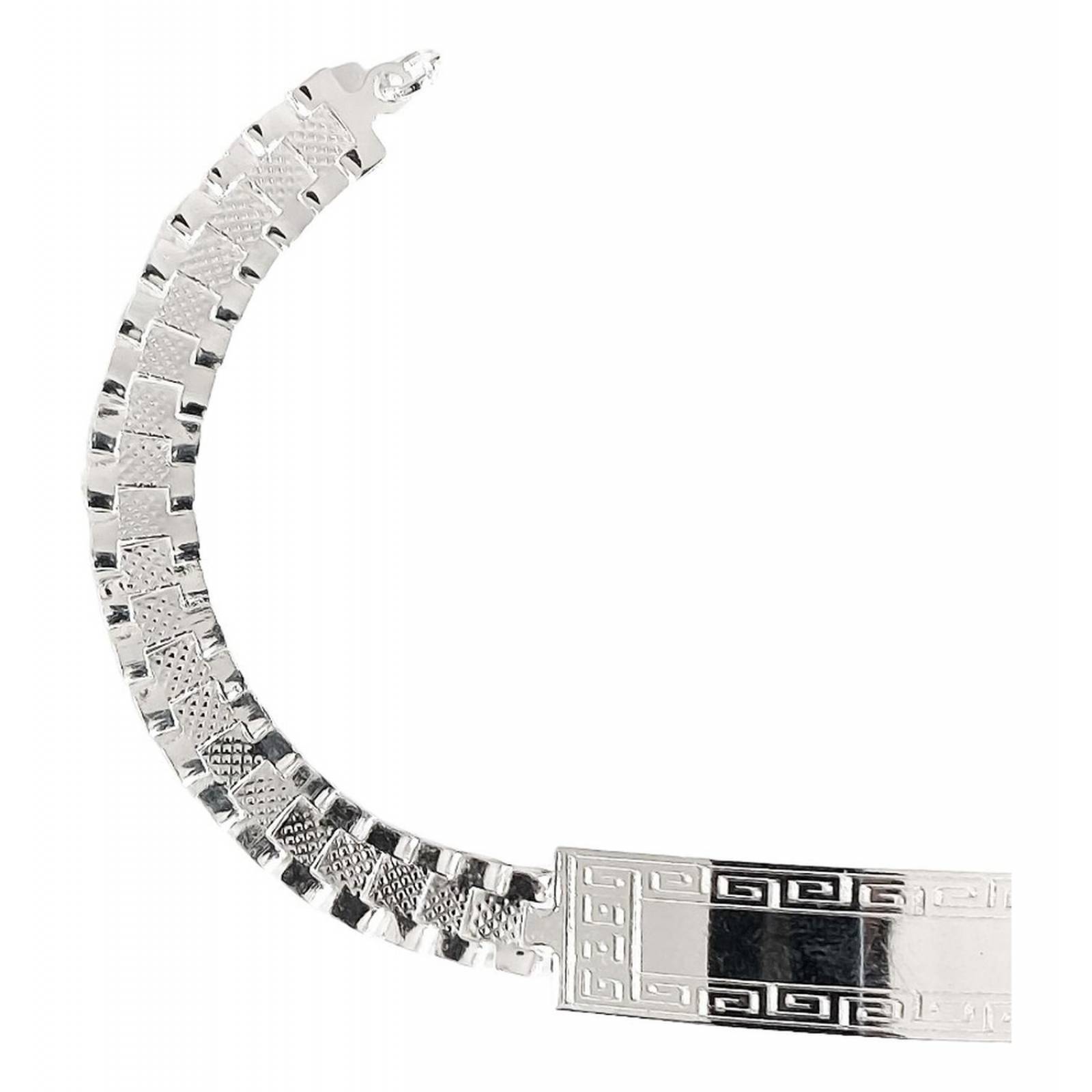 Pulsera Esclava Rolex Hombre Placa Diamantada Plata 925 7 Mm Plateado Largo Ancho 21 cm x 7 mm 6 cm 21 cm