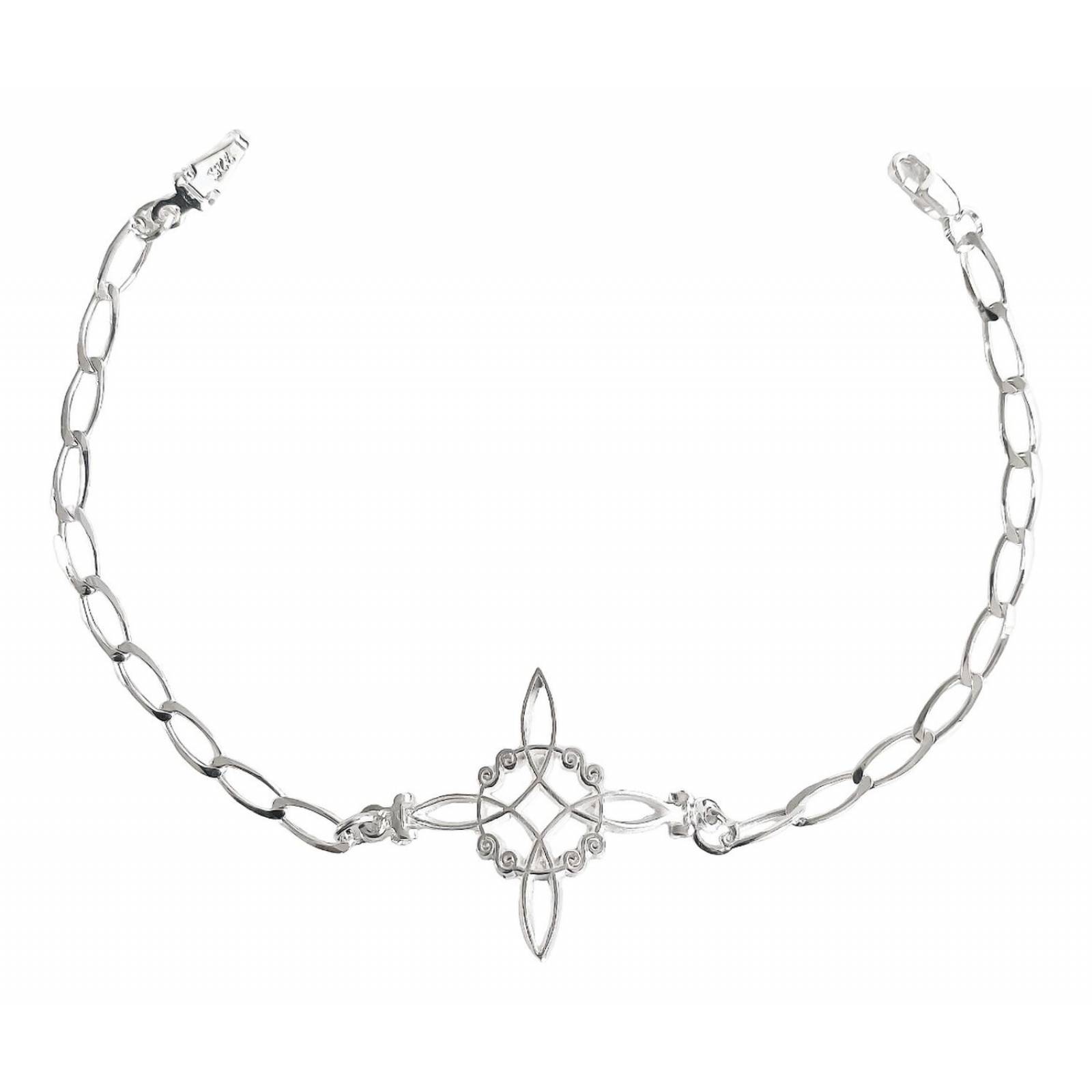 Pulsera Nudo De Bruja Esclava Semilla Melón En Plata 925 6 cm - 17.5 cm Blanco Largo/Ancho: 17.5 cm x 3.5 mm