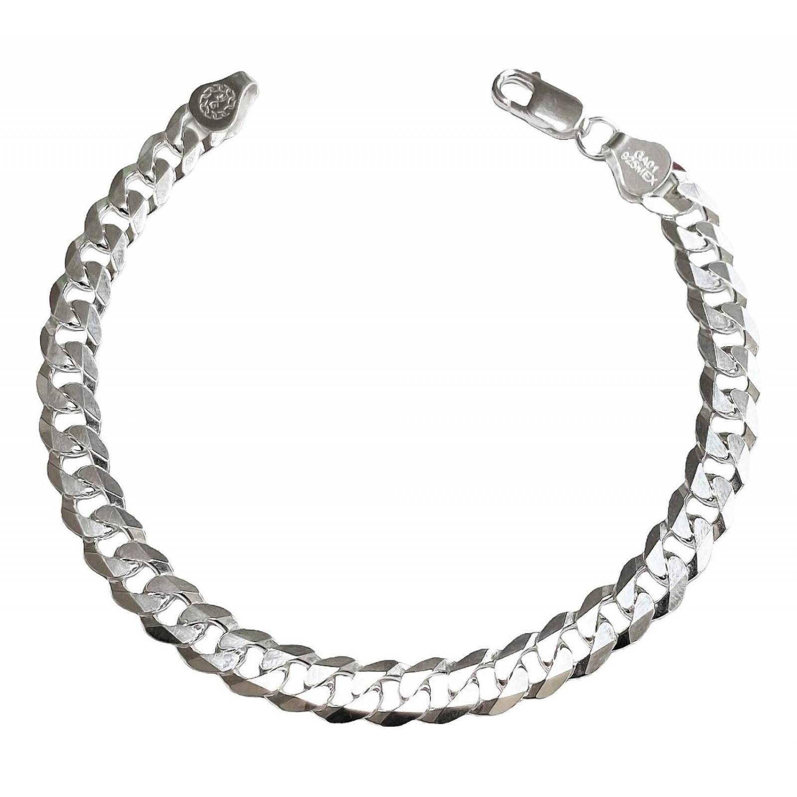 Esclava Gruesa Pulsera Hombre Cubana Barbada Plata 925 7.5mm Cerrado 8 cm - 16.5 cm Largo/Ancho: 16.5 cm x 7.5 mm