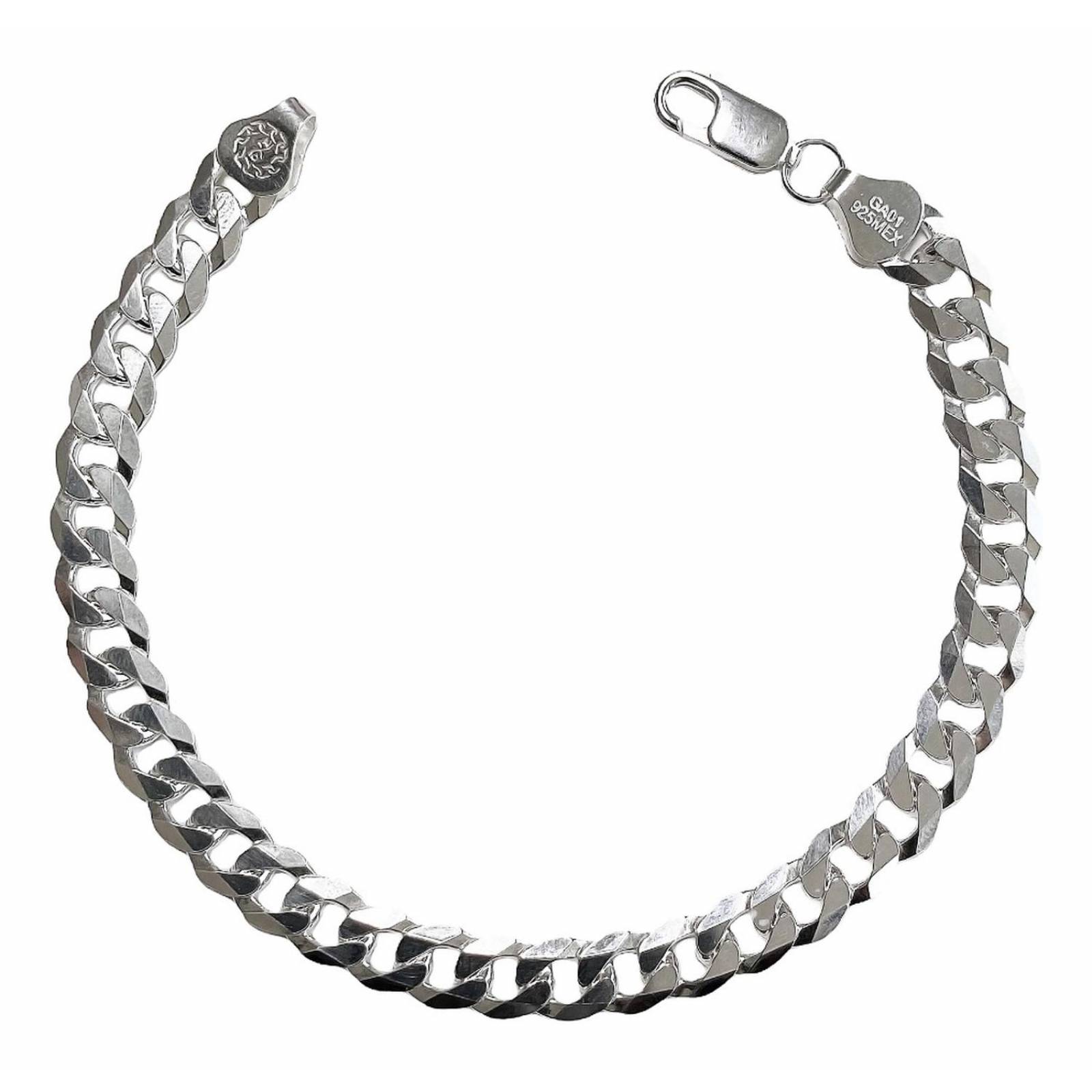 Esclava Gruesa Pulsera Hombre Cubana Barbada Plata 925 7.5mm Cerrado 8 cm - 16.5 cm Largo/Ancho: 16.5 cm x 7.5 mm