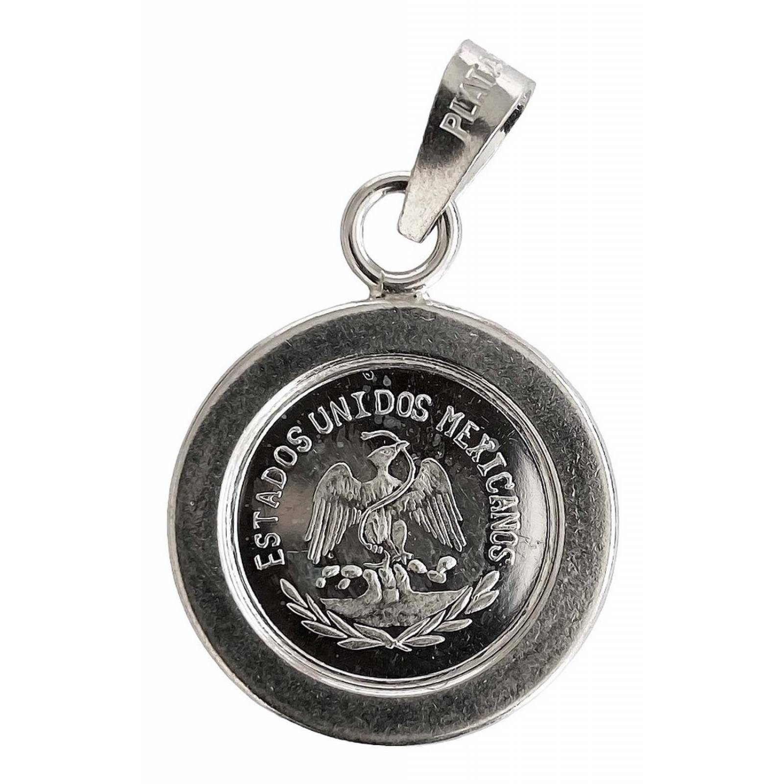 Dije Medalla Centenario México Zirconias Plata Pura Ley 999 Verde, blanco, rojo Alto/Ancho: 3.2 cm x 2 cm