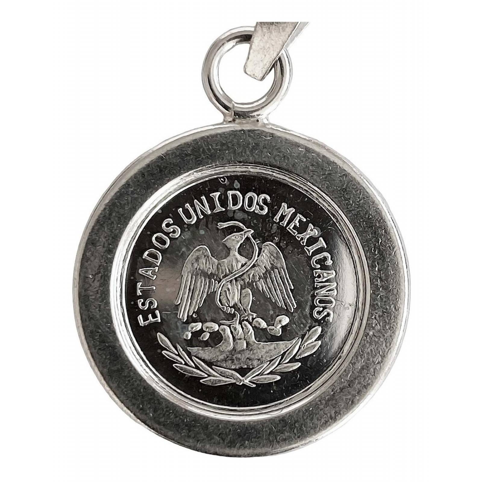 Dije Medalla Centenario México Zirconias Plata Pura Ley 999 Verde, blanco, rojo Alto/Ancho: 3.2 cm x 2 cm