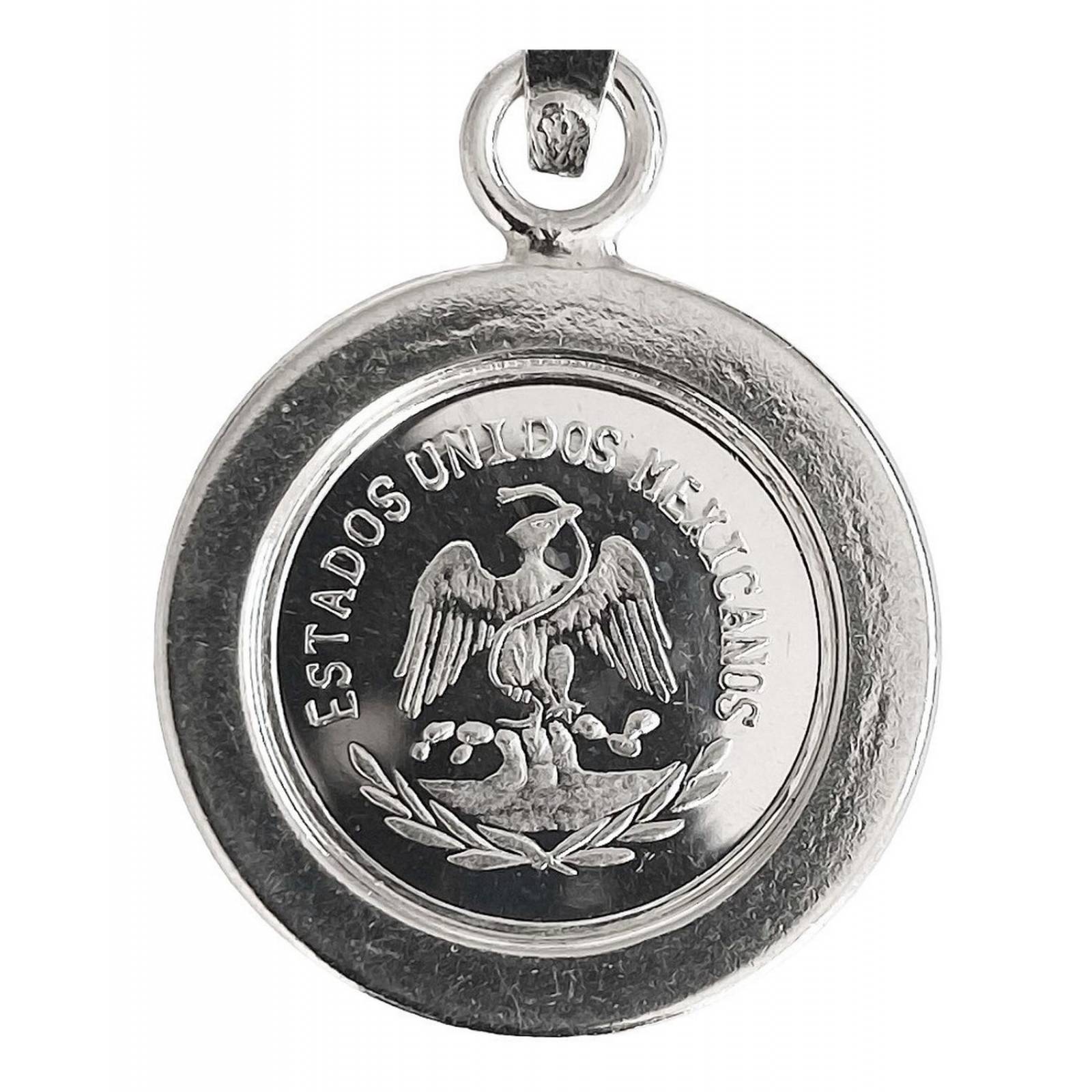 Dije Medalla Centenario México Zirconias Plata Pura Ley 999 Alto/Ancho: 3.2 cm x 2 cm Plateado