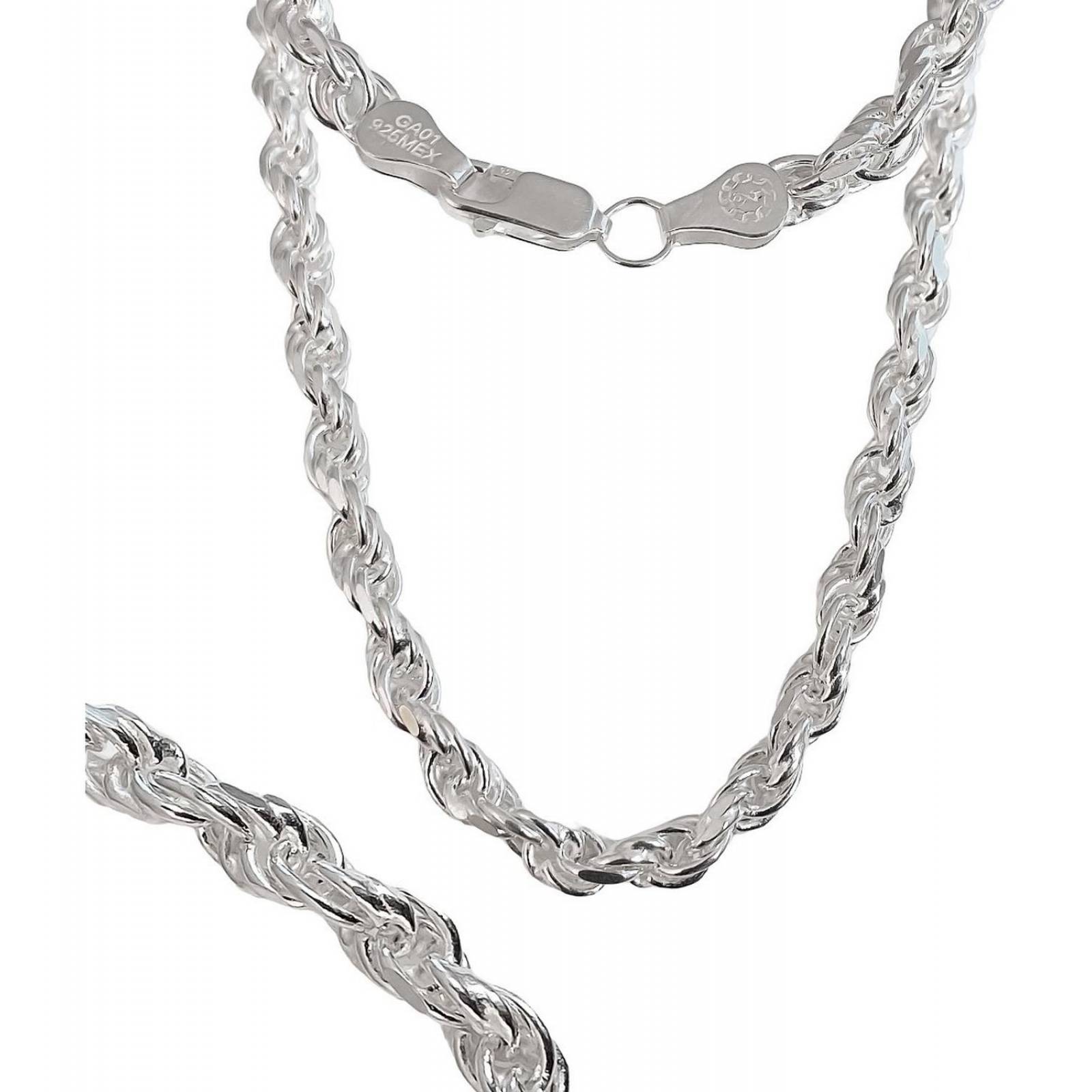 Collar Cadena Tejido Torzal Plata Fina Ley 925 70 Cm X 6 Mm