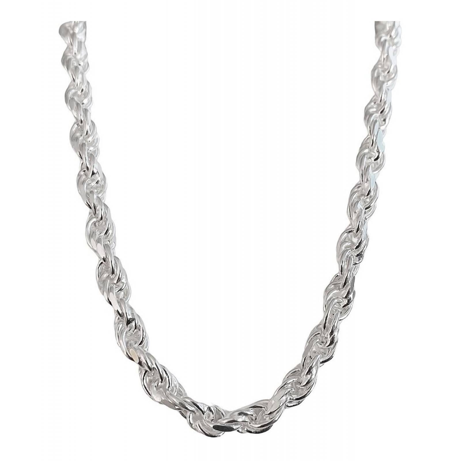Collar Cadena Tejido Torzal Plata Fina Ley 925 70 Cm X 6 Mm