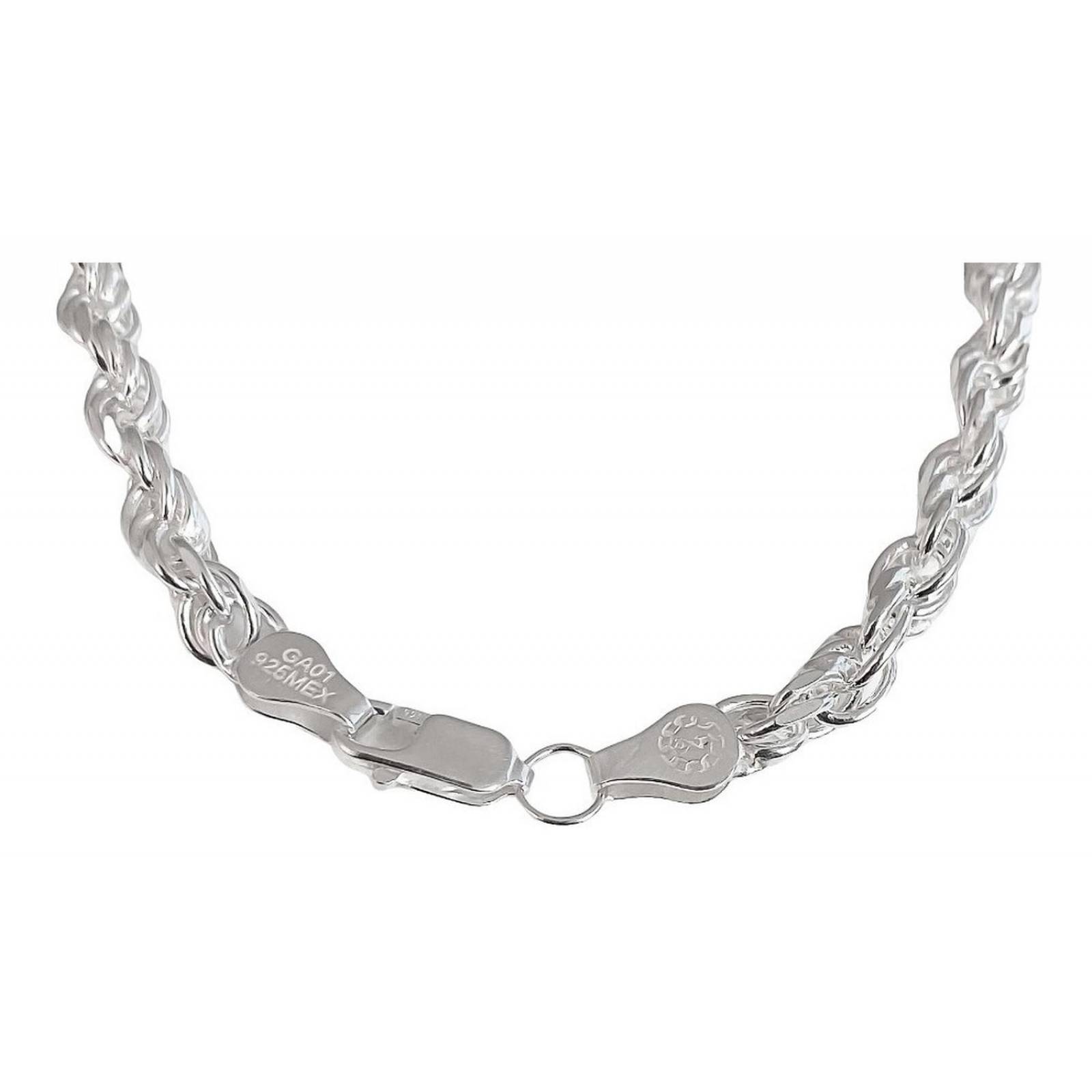 Collar Cadena Tejido Torzal Plata Fina Ley 925 70 Cm X 6 Mm