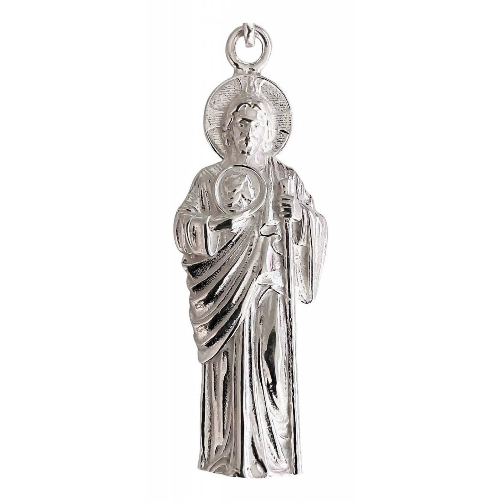 Dije Chico San Judas 5 Cm Liso De Plata Ley 925