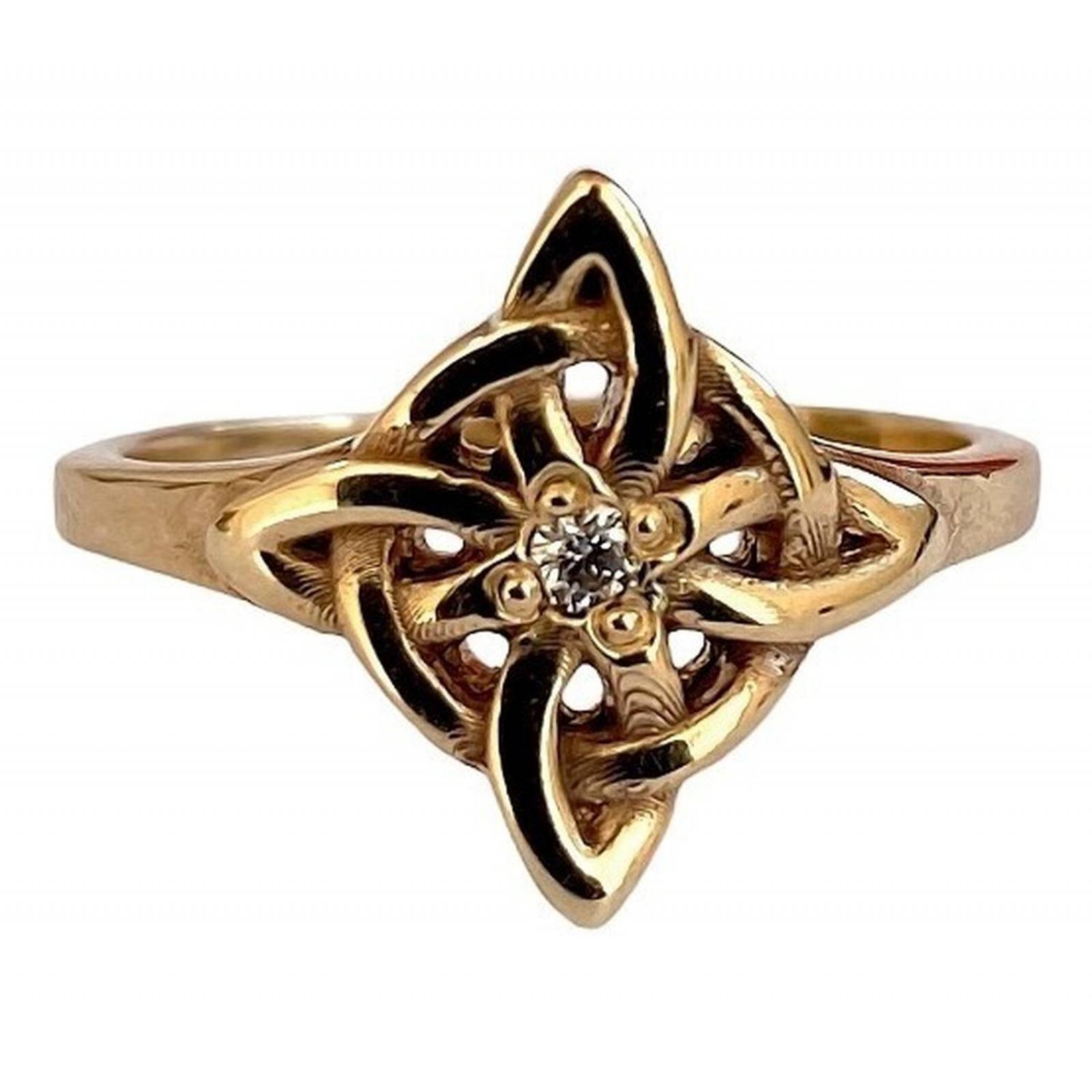 Anillo Nudo De Bruja Celta En Oro 10k Fabricado A Medida 2.5 Dorado