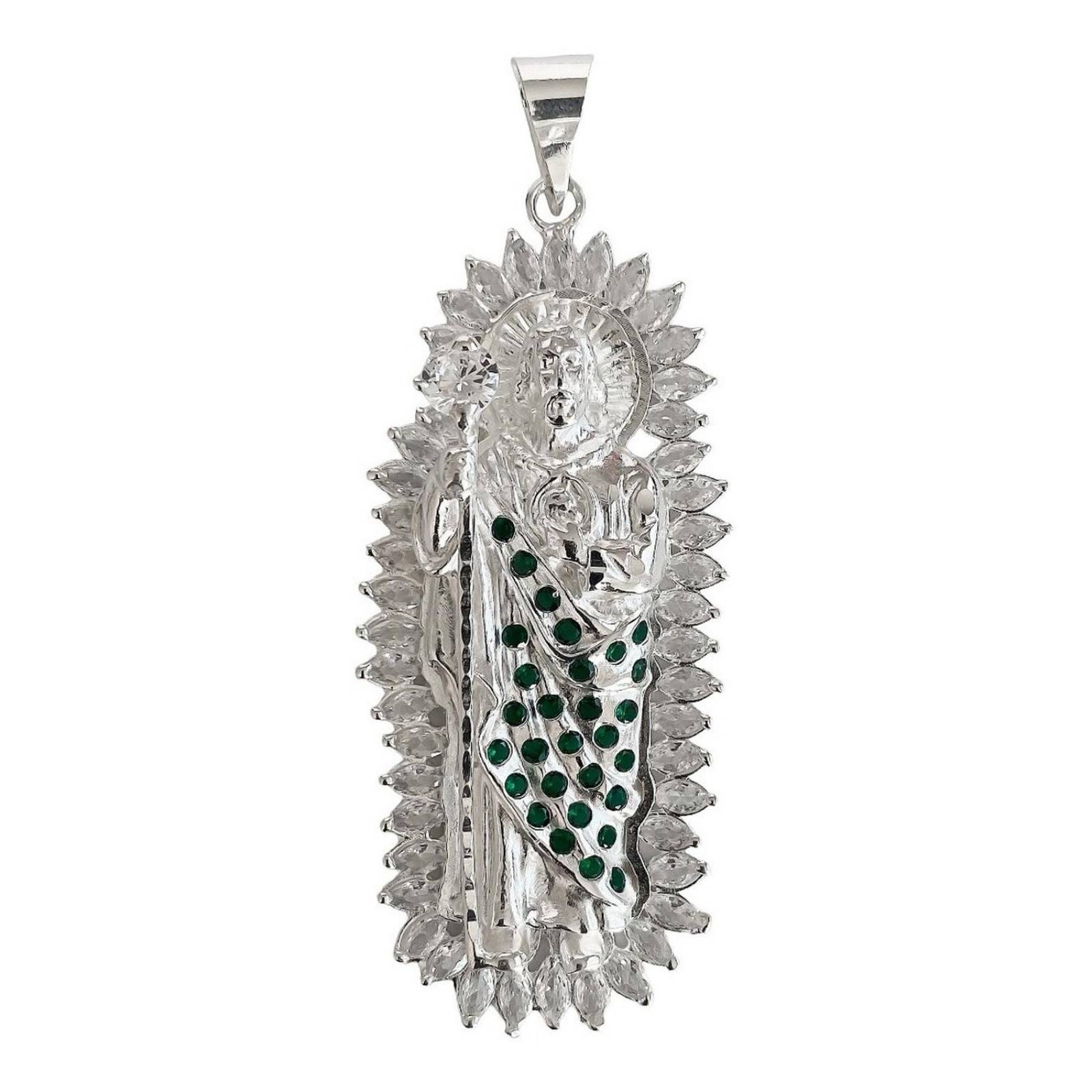 Dije De San Judas Grande Resplandor Zirconias Plata Ley 925 