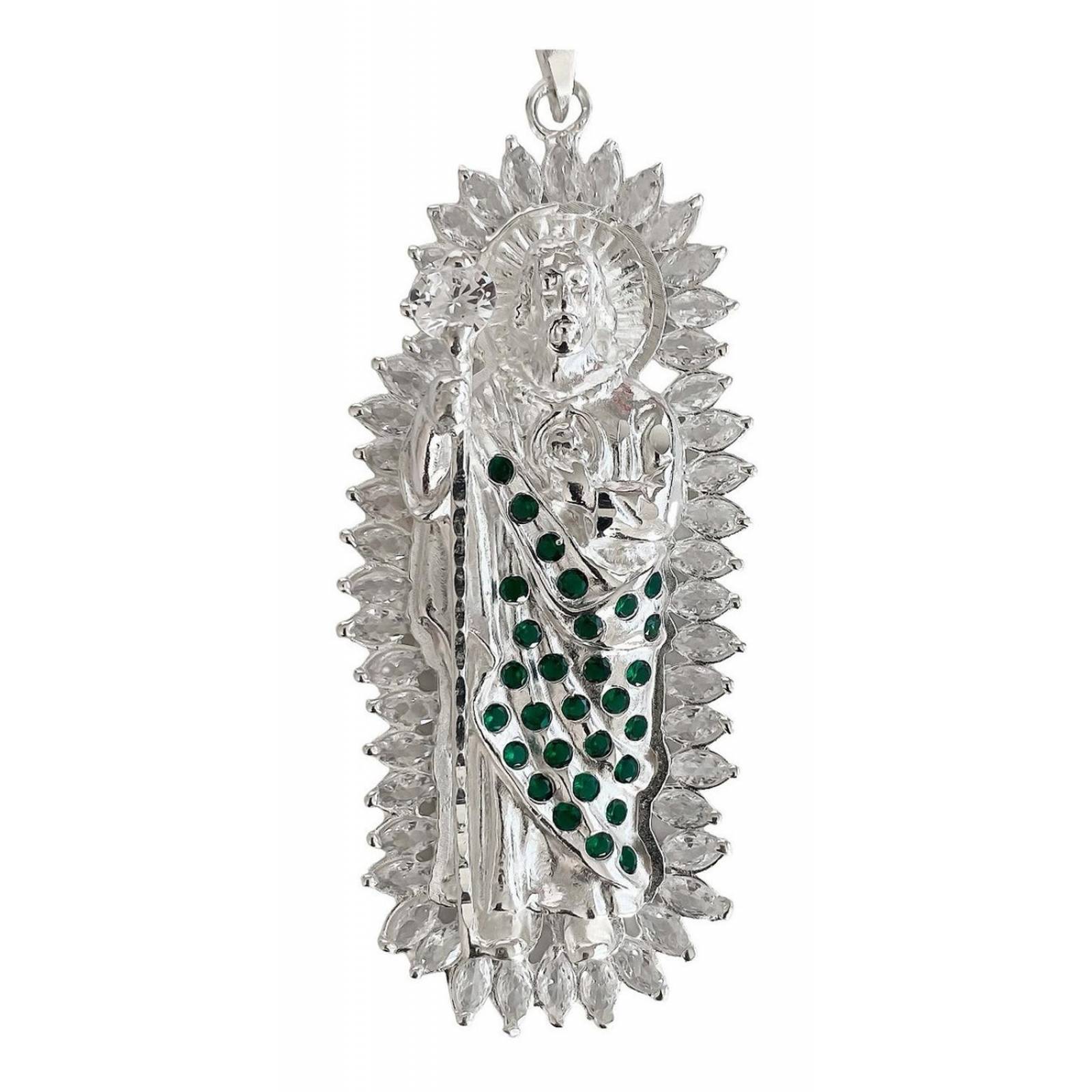 Dije De San Judas Grande Resplandor Zirconias Plata Ley 925 