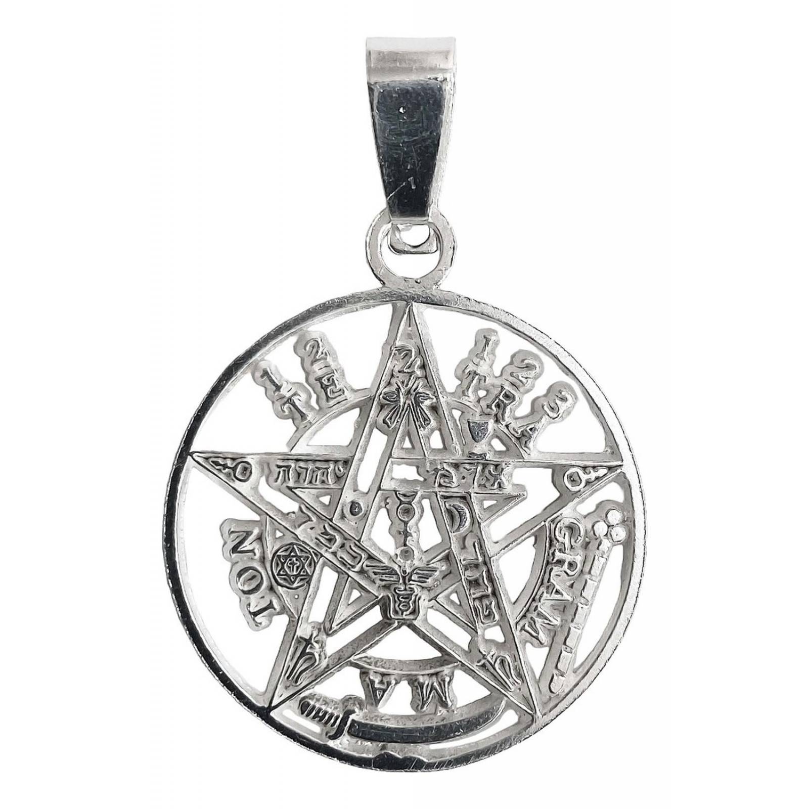 Dije Tetragramaton Medalla Pentagrama Grande En Plata 925 