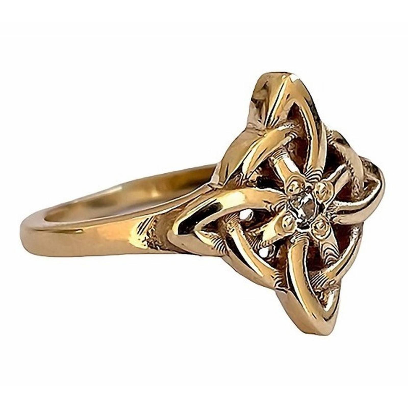 Anillo Nudo De Bruja Celta En Oro 10k Fabricado A Medida 4.5 Dorado