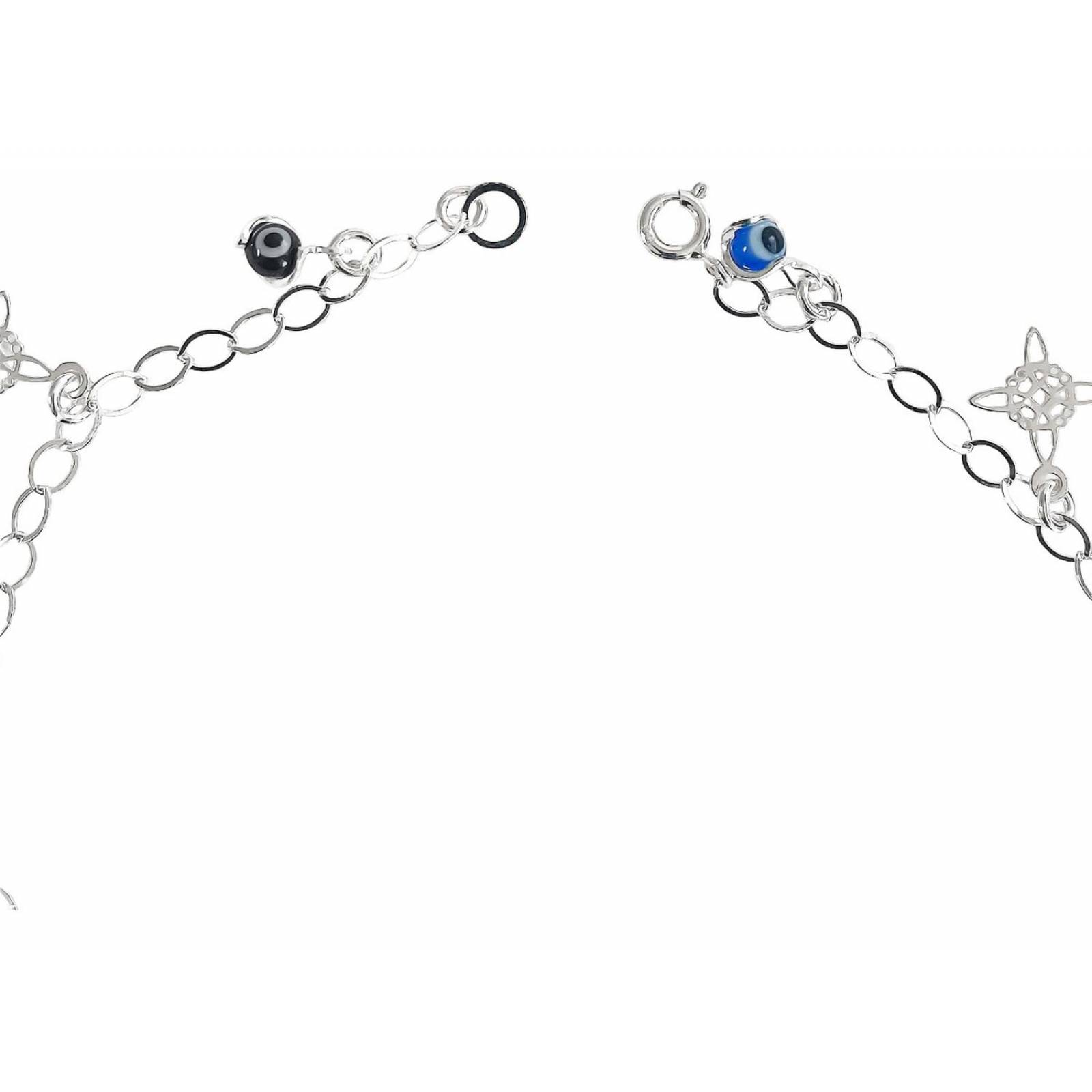 Tobillera Ajustable Nudo De Bruja Ojo Turco Plata 925 9 cm - 25 cm Colores Largo/Ancho: 25 cm (ajustable) 3.5 mm