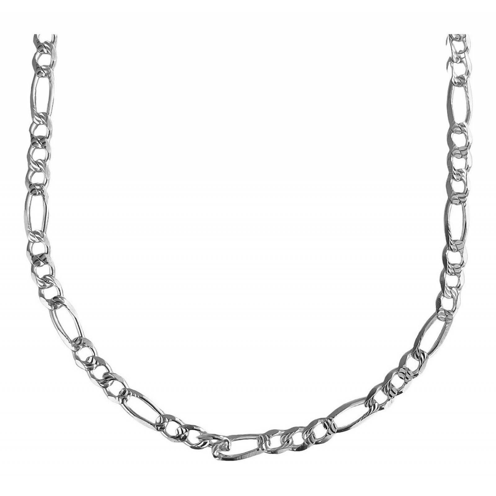 Cadena De Plata 925 Diamantada Hombre Fígaro 45 Cm X 5 Mm 