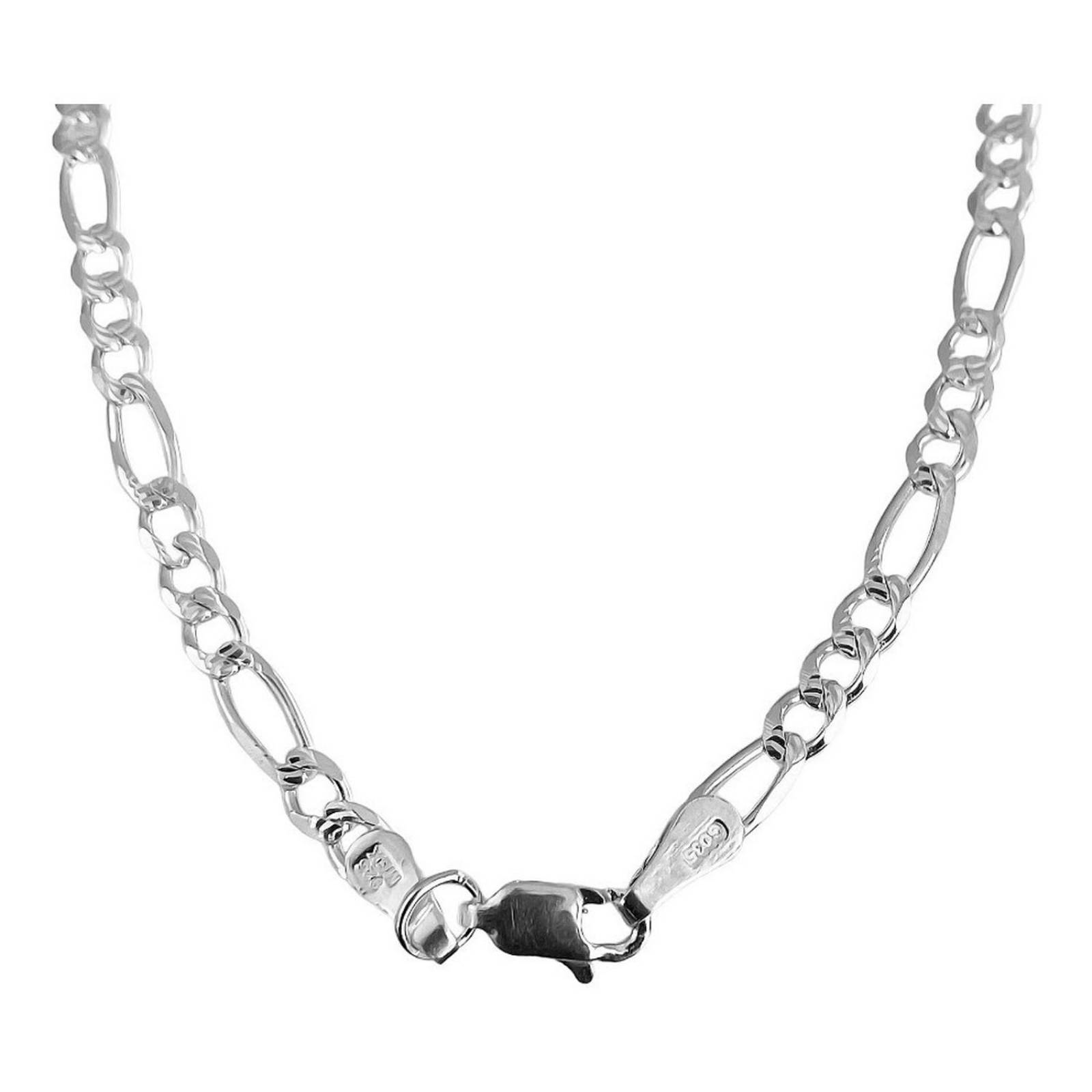Cadena De Plata 925 Diamantada Hombre Fígaro 45 Cm X 5 Mm 