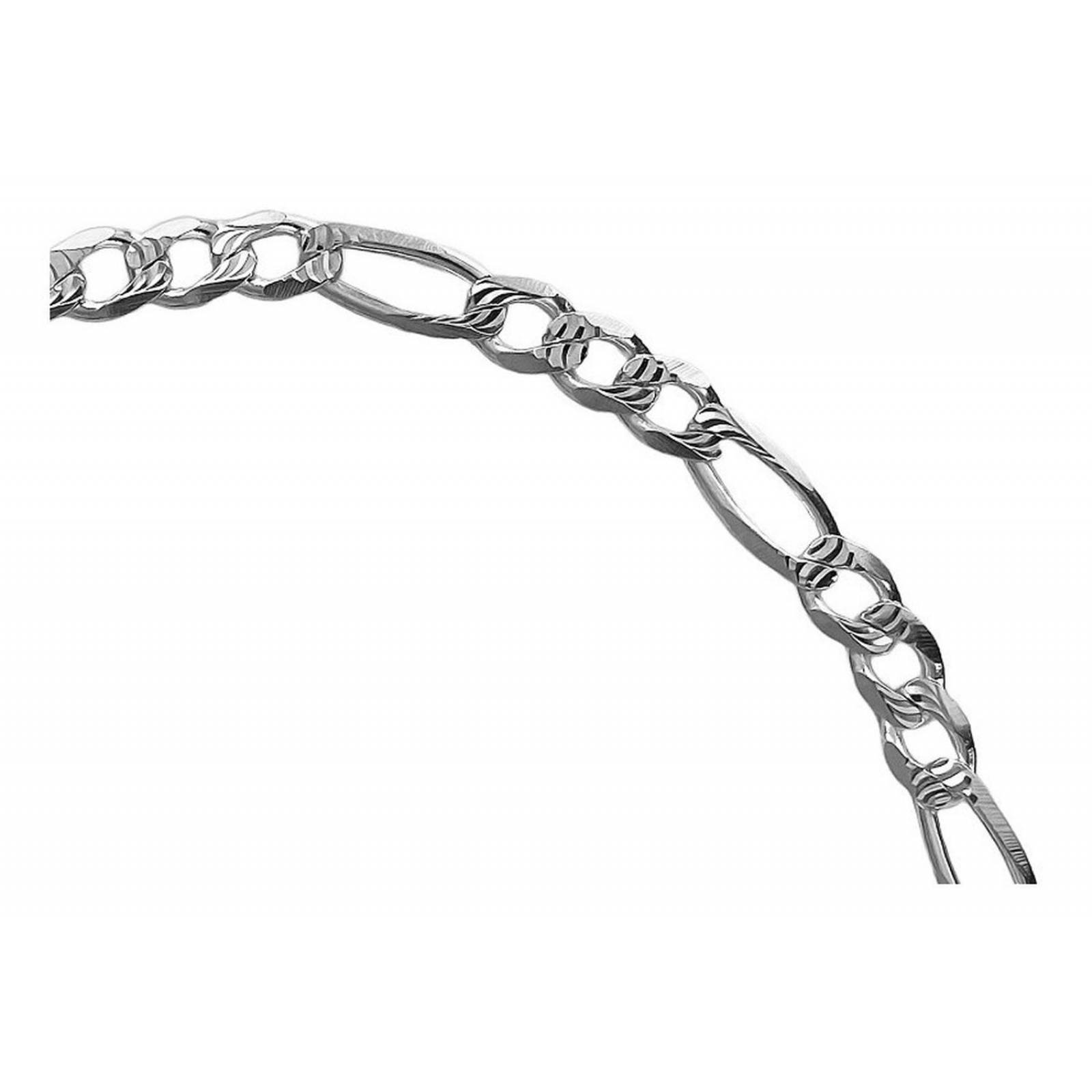 Cadena De Plata 925 Diamantada Hombre Fígaro 45 Cm X 5 Mm 