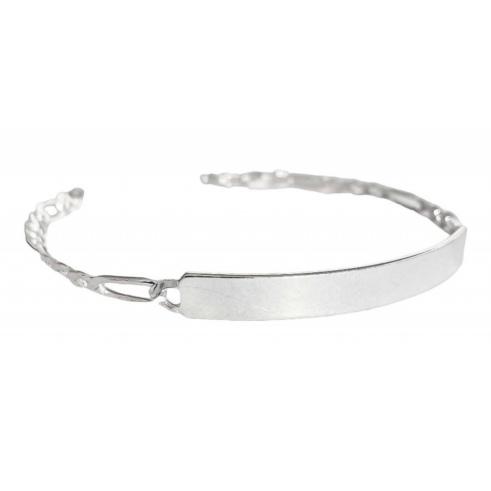 Esclava Hombre Pulsera Fígaro Plata 925 Placa Lisa 4.5 Mm Plateado  Largo/Ancho: 18.5 cm x 4.5 mm 7 cm - 18.5 cm