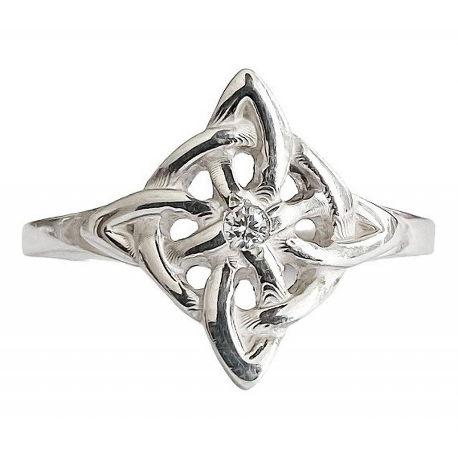 Anillo Nudo De Brujas Celta En Plata 925 Fabricado A Medida 1 zirconia 7.5