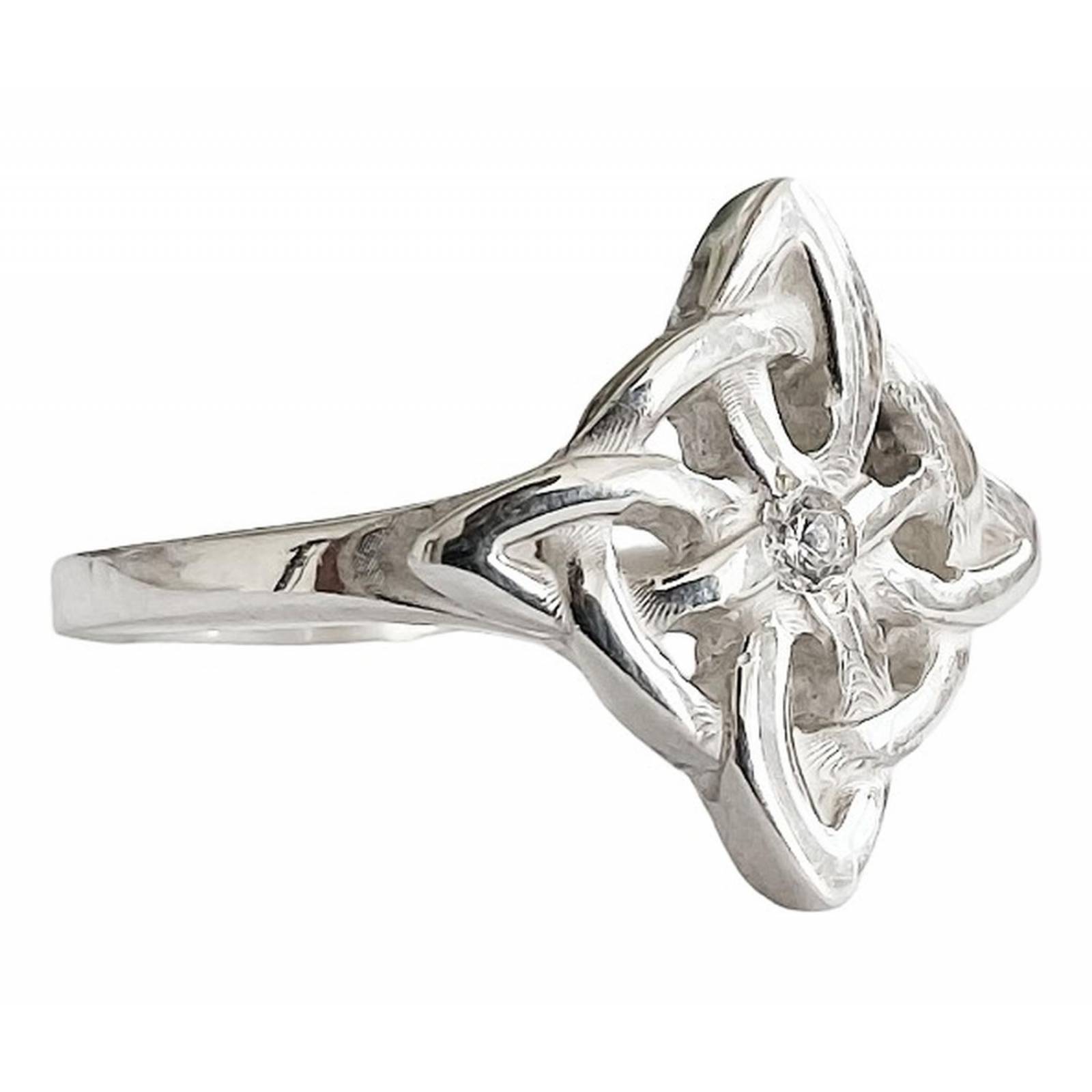 Anillo Nudo De Brujas Celta En Plata 925 Fabricado A Medida 1 zirconia 7.5