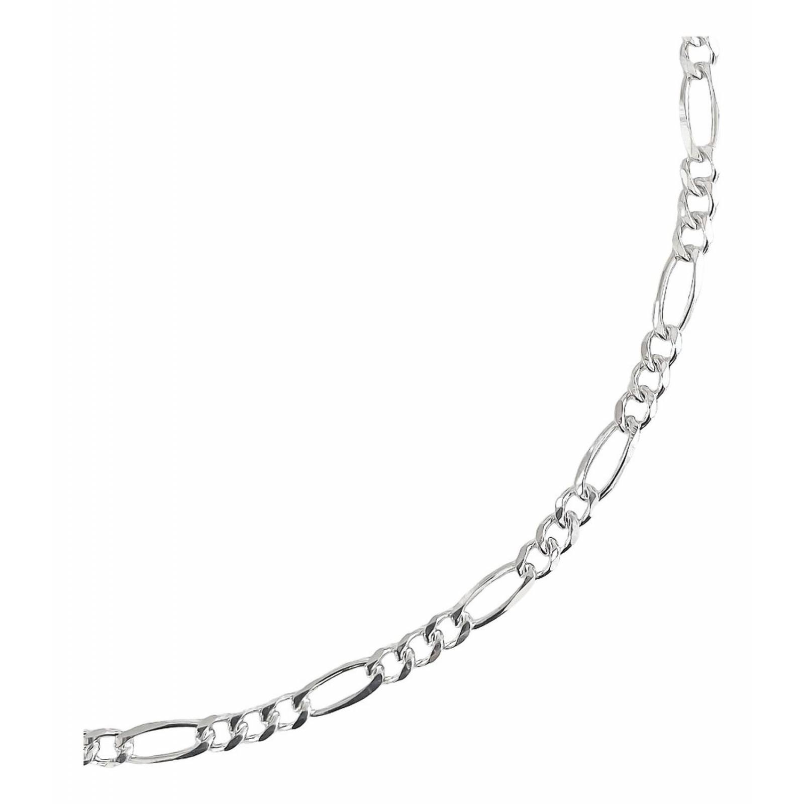 Esclava Pulsera Fígaro 3x1 Hombre Mujer Plata 925 2 Mm Plateado Largo/Ancho: 18 cm x 2 mm 6 cm - 18 cm