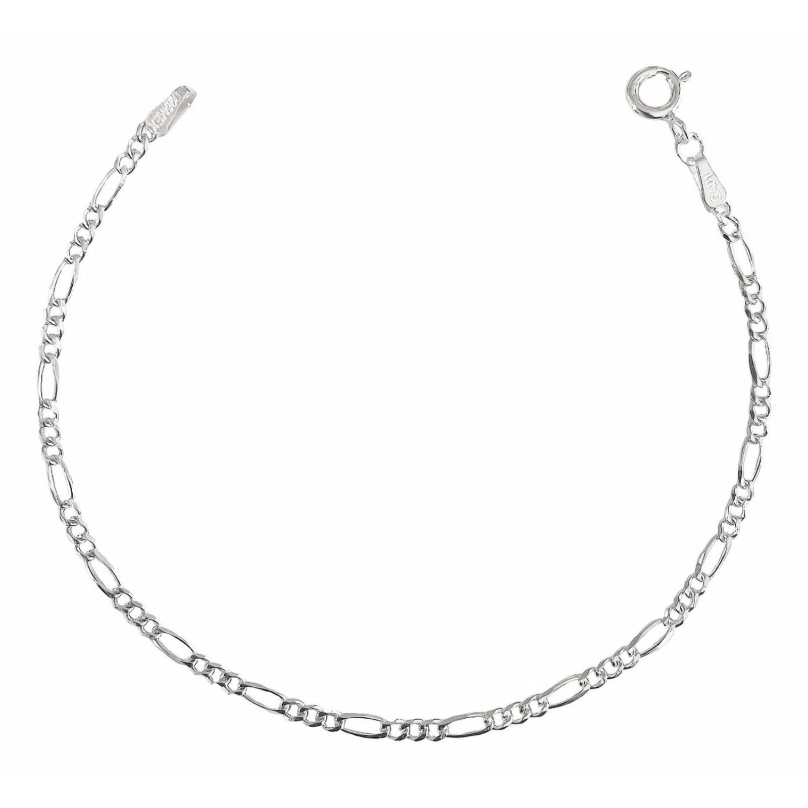 Esclava Pulsera Fígaro 3x1 Hombre Mujer Plata 925 2 Mm Plateado Largo/Ancho: 17.5 cm x 2 mm 6 cm - 17.5 cm