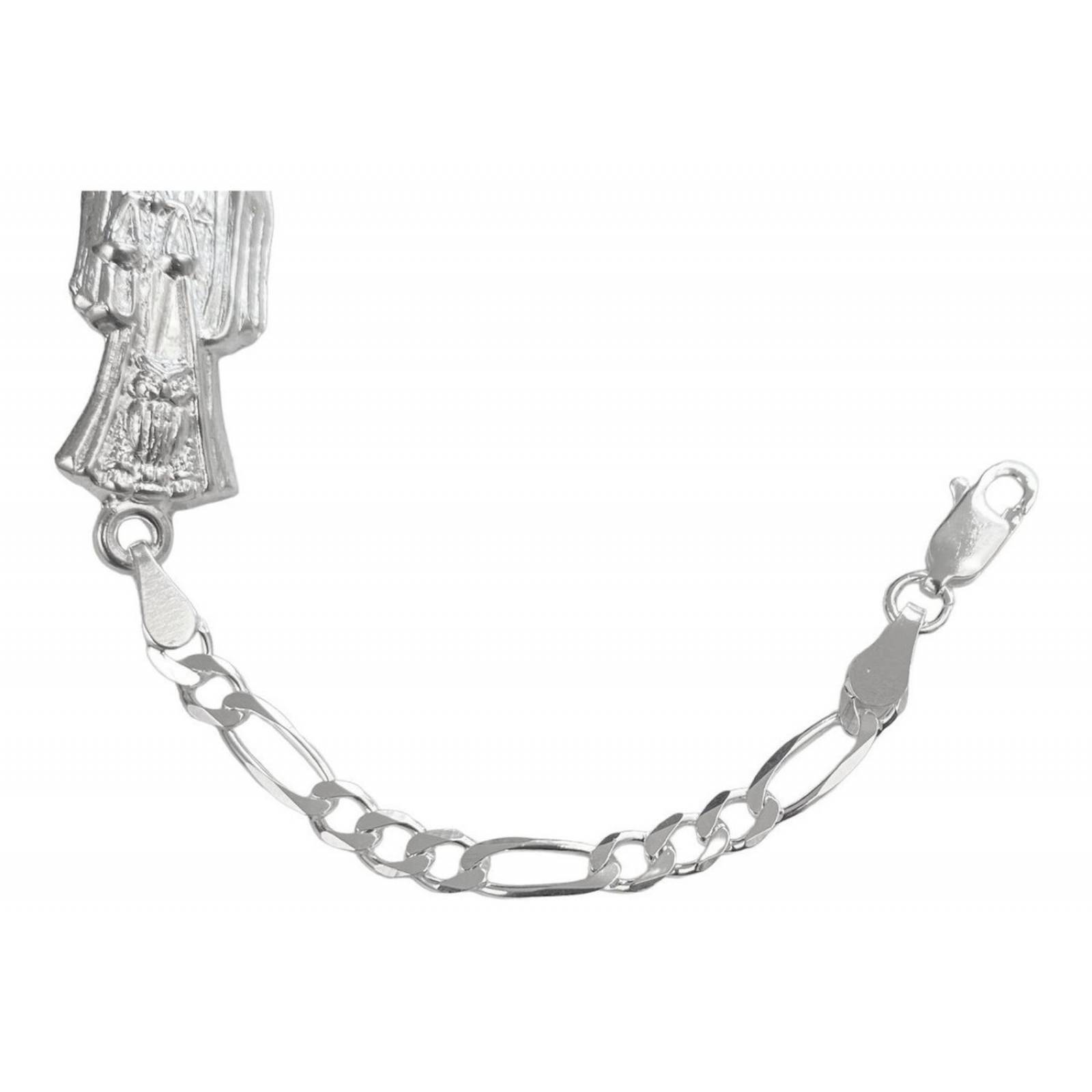 Pulsera Santa Muerte Lisa Esclava Plata Solida Ley 925 Normal Largo/Ancho: 18 cm x 4 mm 6 cm - 18 cm