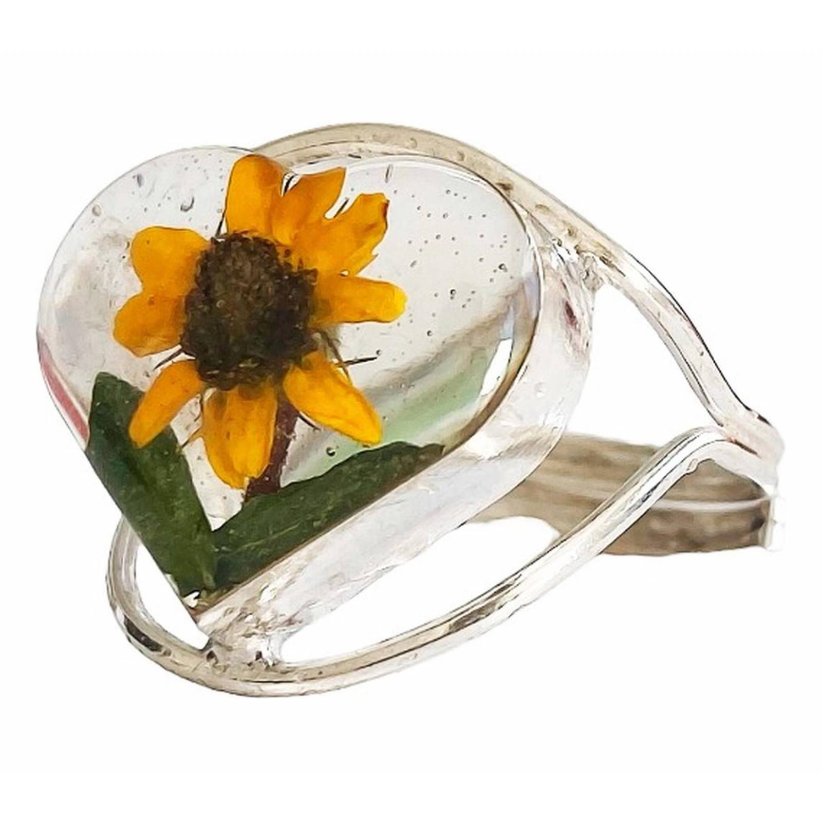 Anillo Ajustable Girasol Coraz n Amor Promesa Plata 925 2