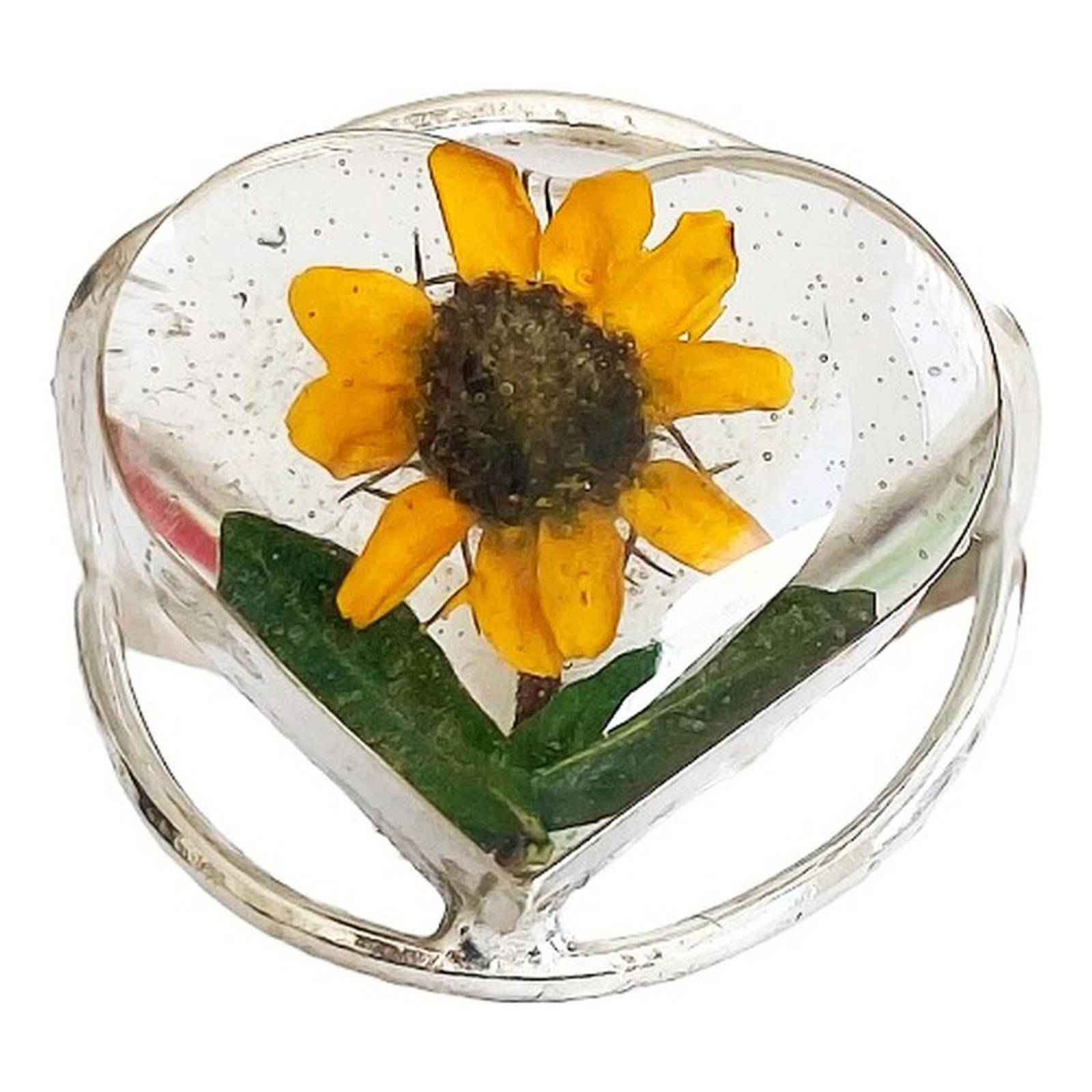 Anillo Ajustable Girasol Coraz n Amor Promesa Plata 925 2