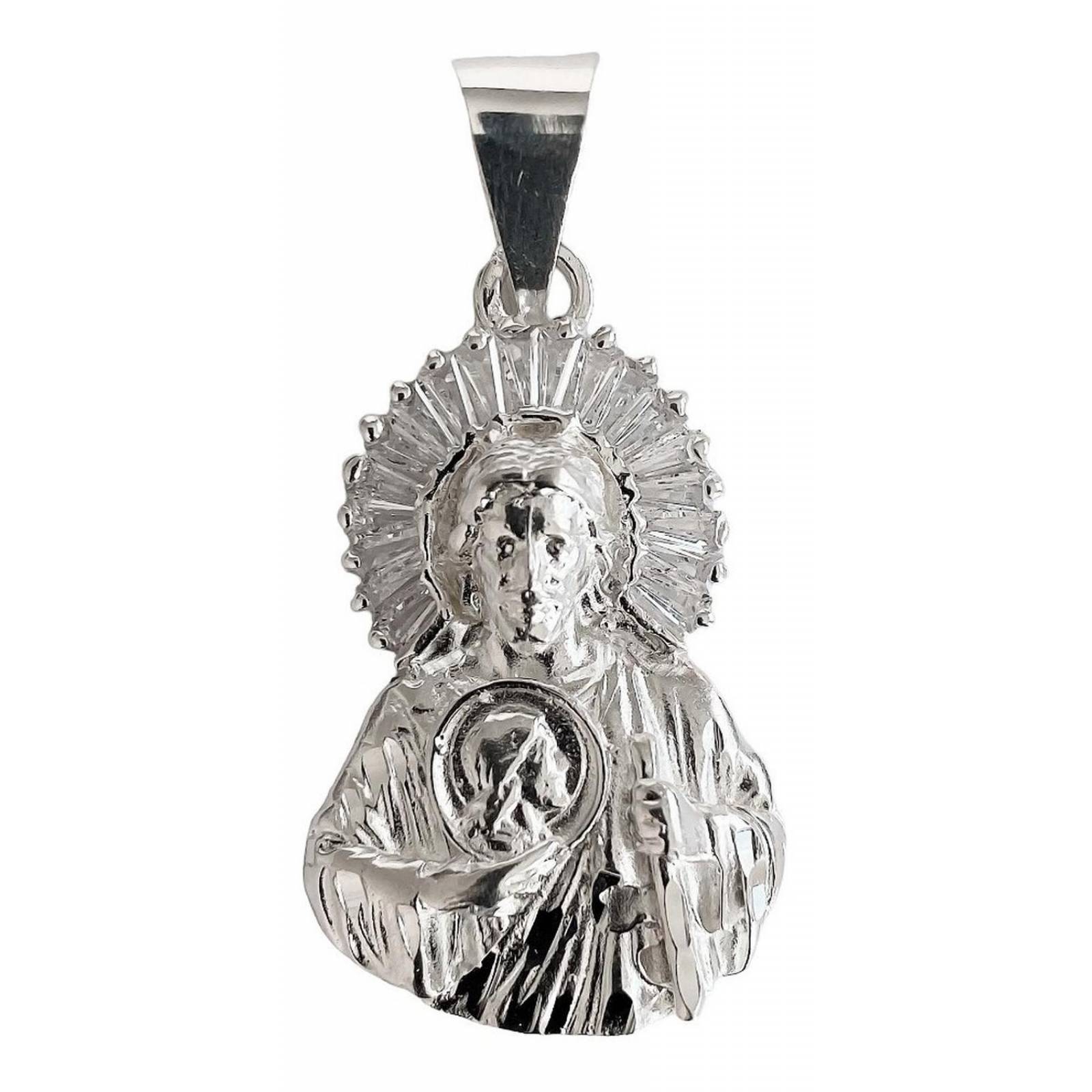 Medio Dije San Judas Tadeo Mediano Liso Con Piedra Plata 925 