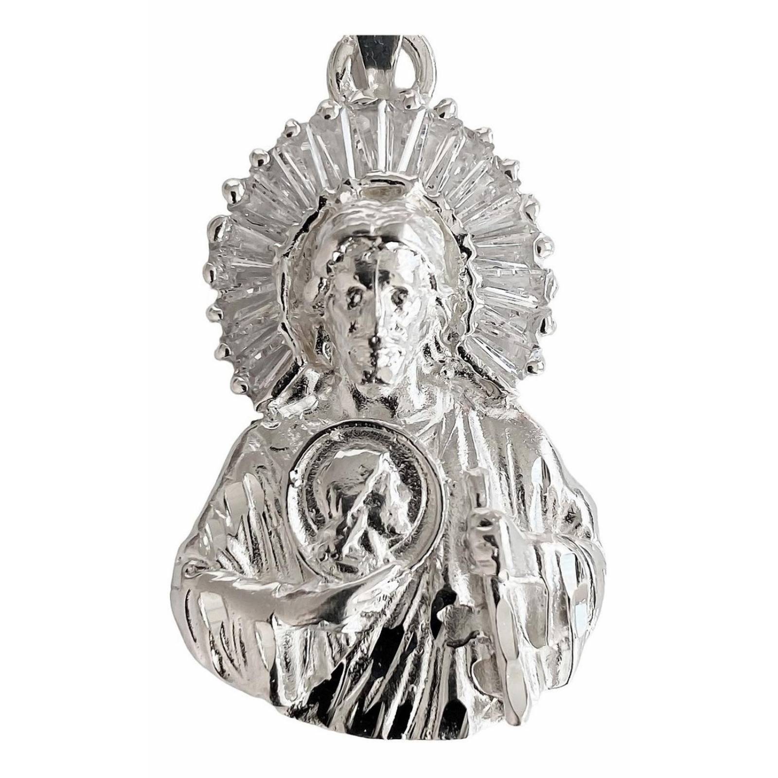 Medio Dije San Judas Tadeo Mediano Liso Con Piedra Plata 925 