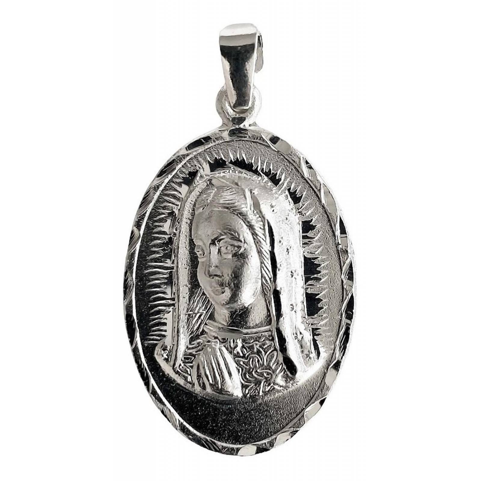 Dije Medalla Ovalada Rostro Virgen Guadalupe Plata Ley 925 