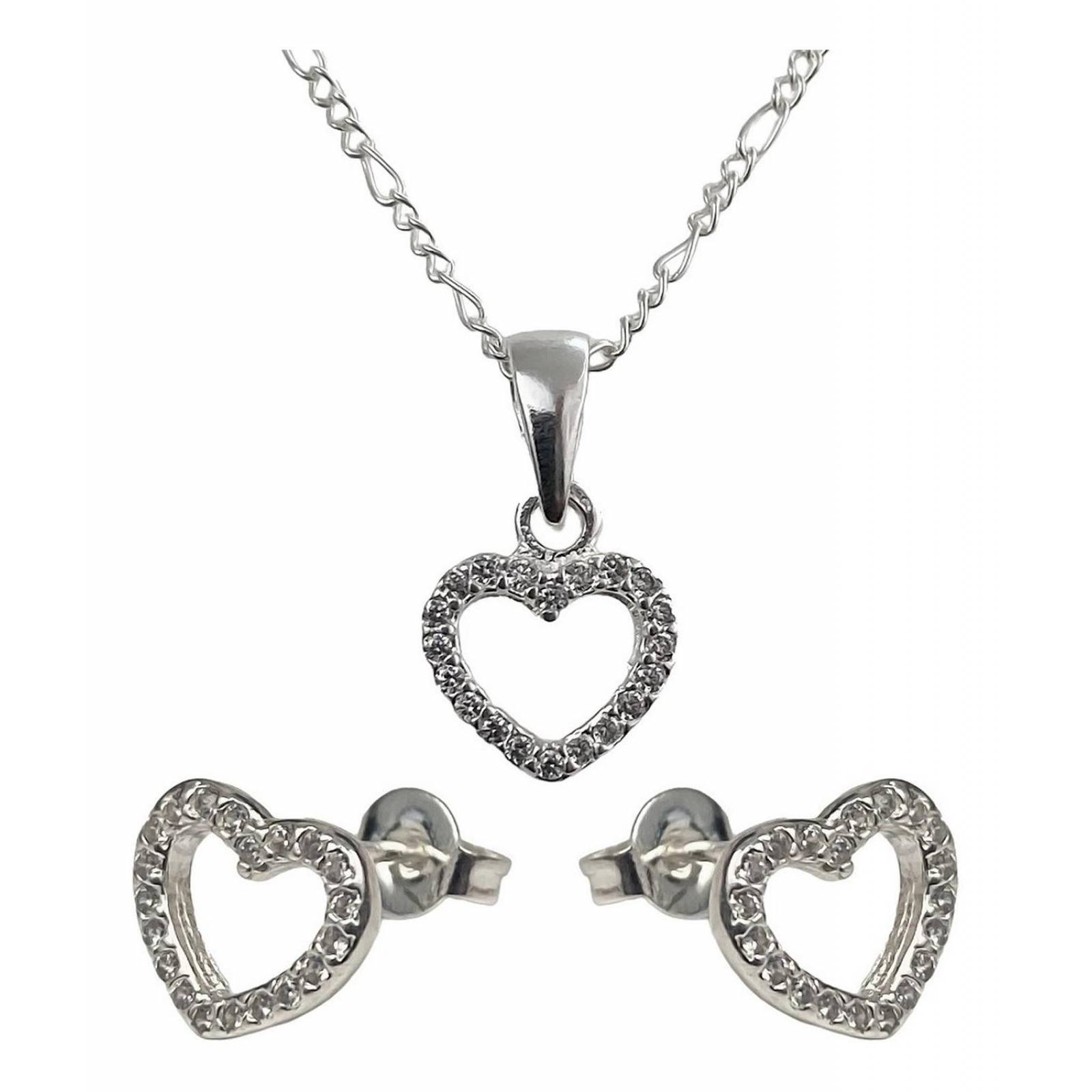 Juego Corazones Zirconia Amor Amistad +dije+cadena Plata 925 