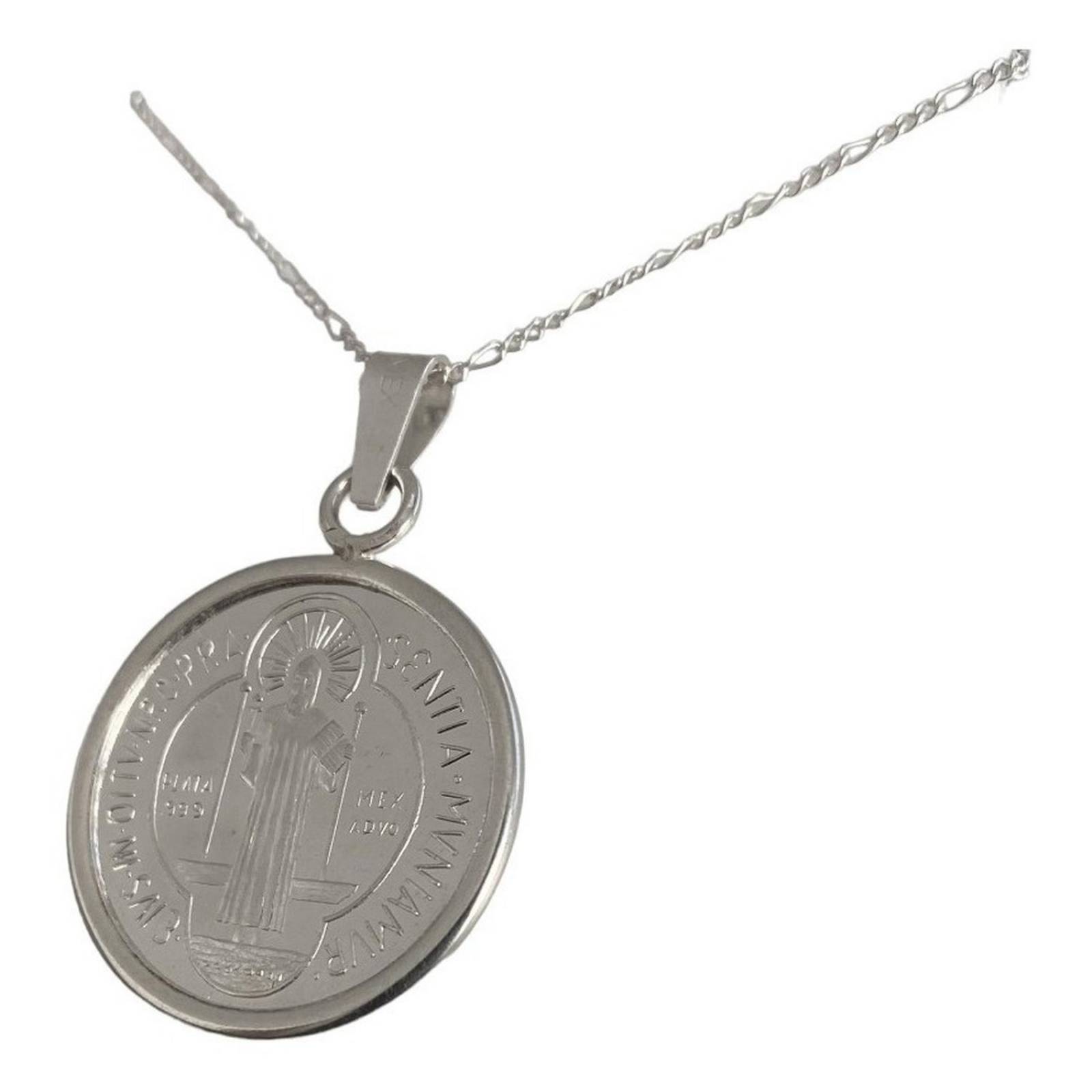 Dije Medalla San Benito Grande Plata Pura Ley 999 