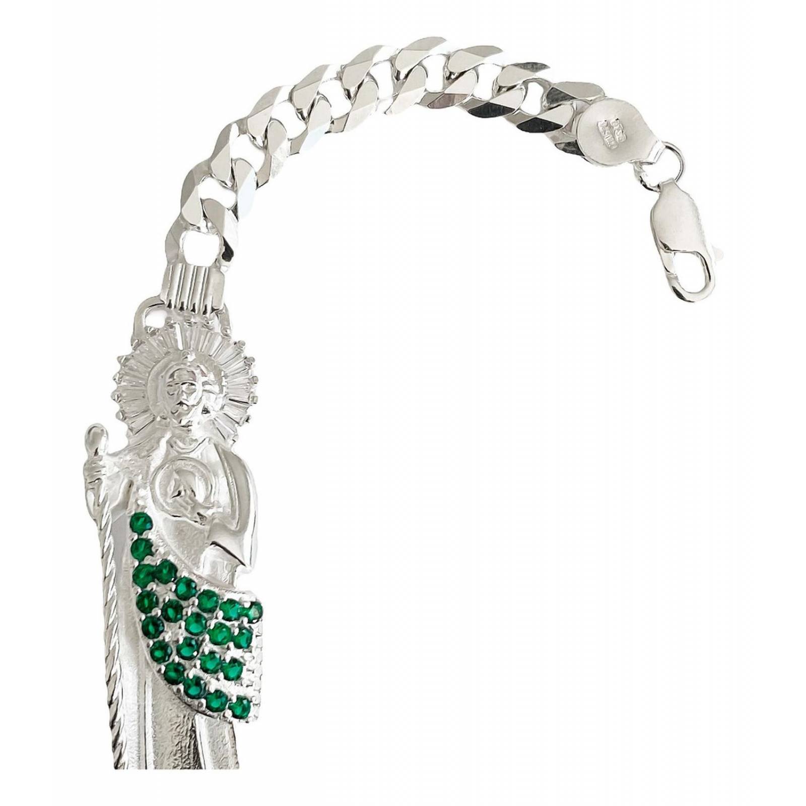 Esclava Hombre Pulsera Cubana San Judas Tadeo Plata 925 
