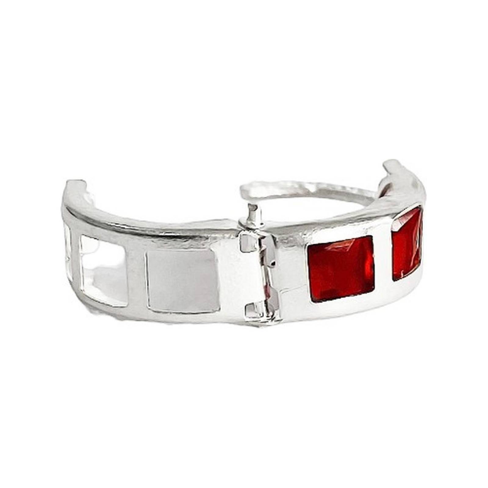 Aretes Huggies Arracadas 3 Zirconias Regalo Plata Ley 925 Rojo Alto/Ancho: 0.5 cm x  1.2 cm