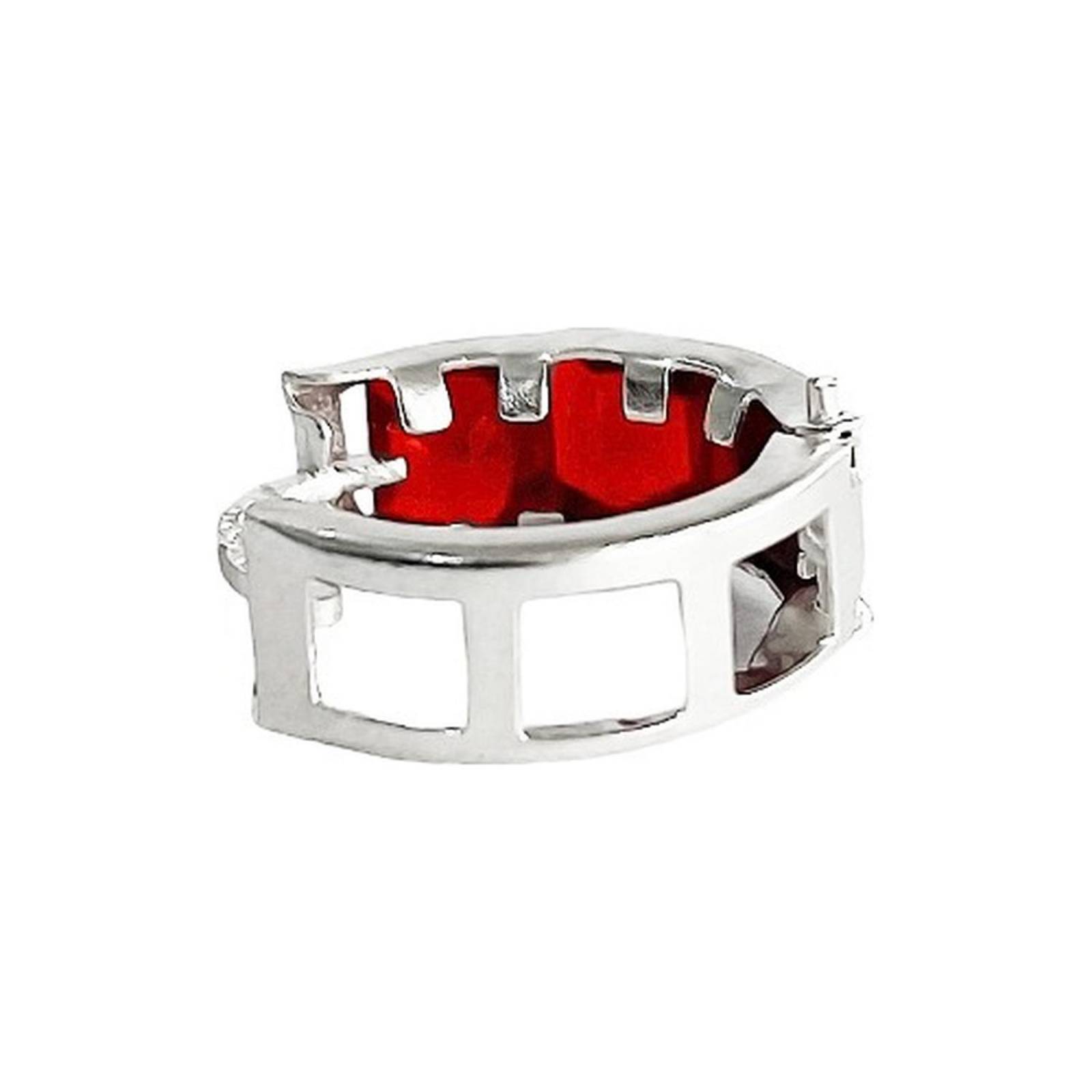 Aretes Huggies Arracadas 3 Zirconias Regalo Plata Ley 925 Rojo Alto/Ancho: 0.5 cm x  1.2 cm