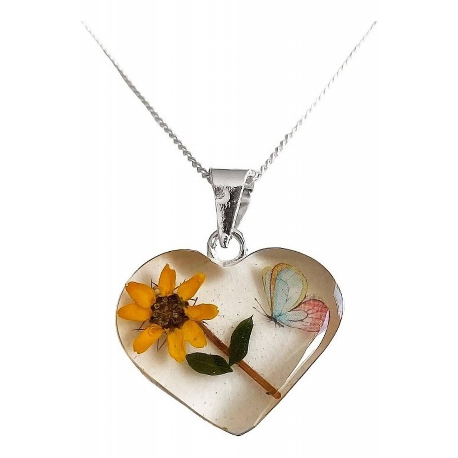 Shrek Collar Girasol Promesa Regalo Amor Amistad Plata S925 Alto/Ancho: 2.3 cm x 2.3 cm Corazón Girasol Mariposa