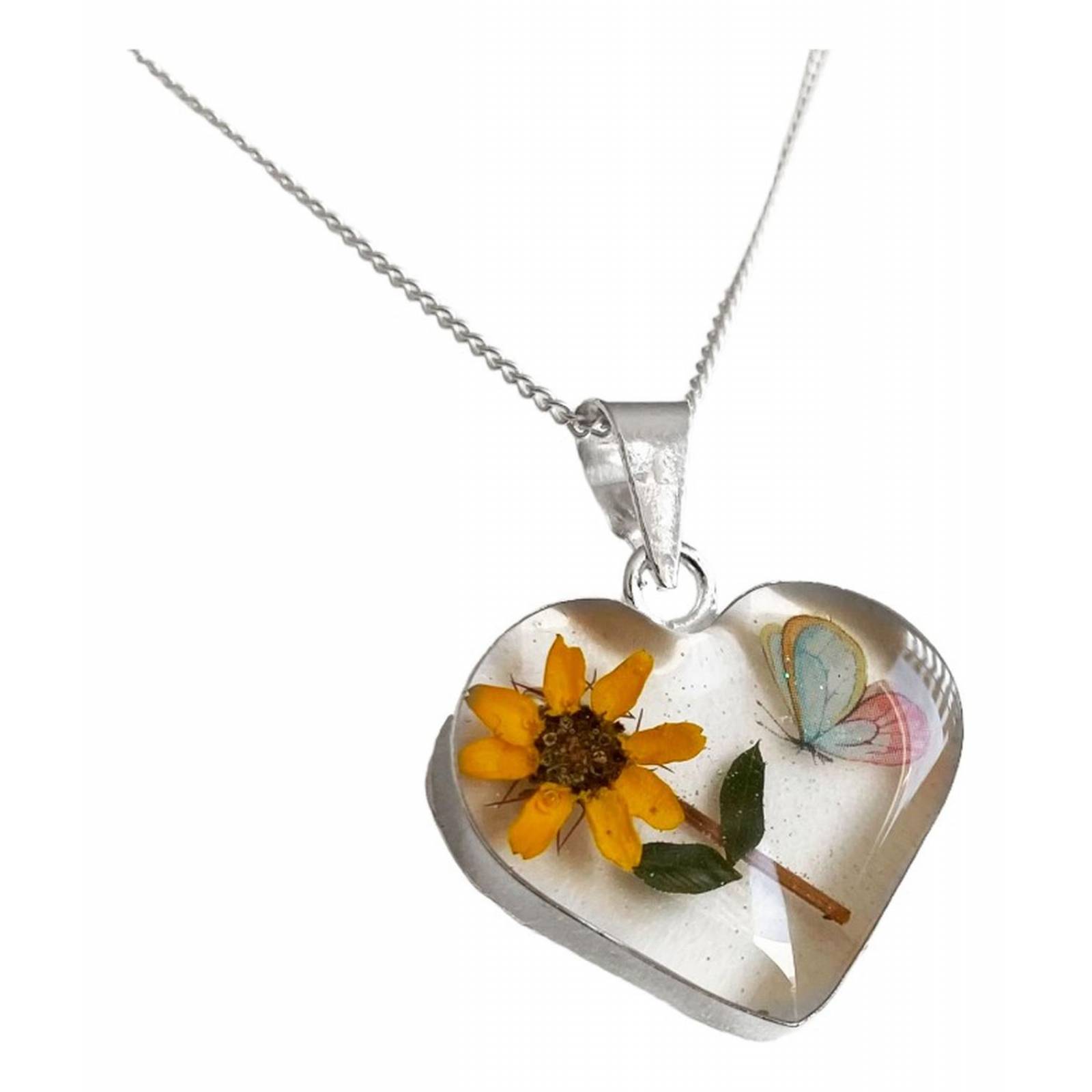 Shrek Collar Girasol Promesa Regalo Amor Amistad Plata S925 Alto/Ancho: 2.3 cm x 2.3 cm Corazón Girasol Mariposa
