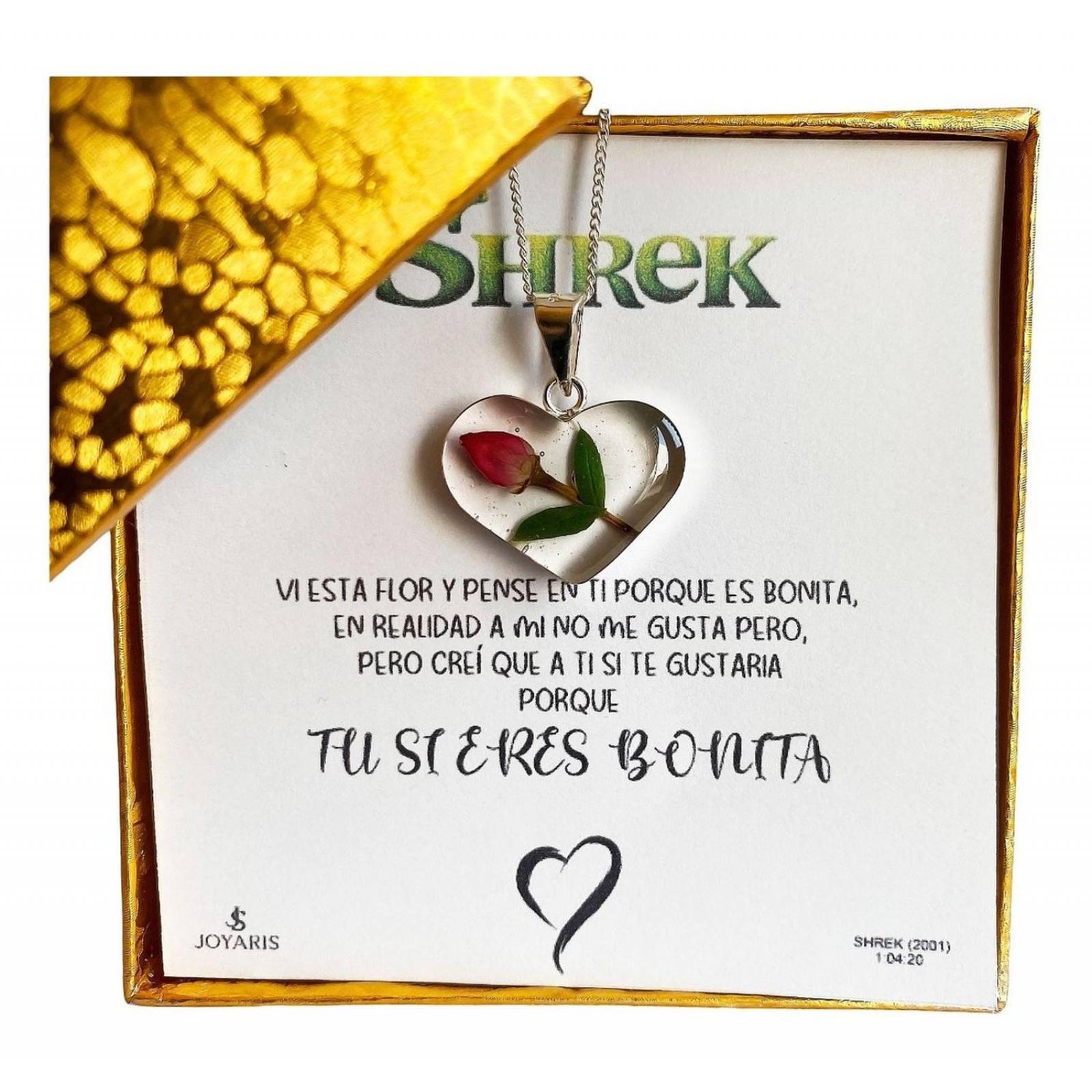 Shrek Collar Girasol Promesa Regalo Amor Amistad Plata S925 Alto/Ancho: 2.3 cm x 2.3 cm Corazón Rosa
